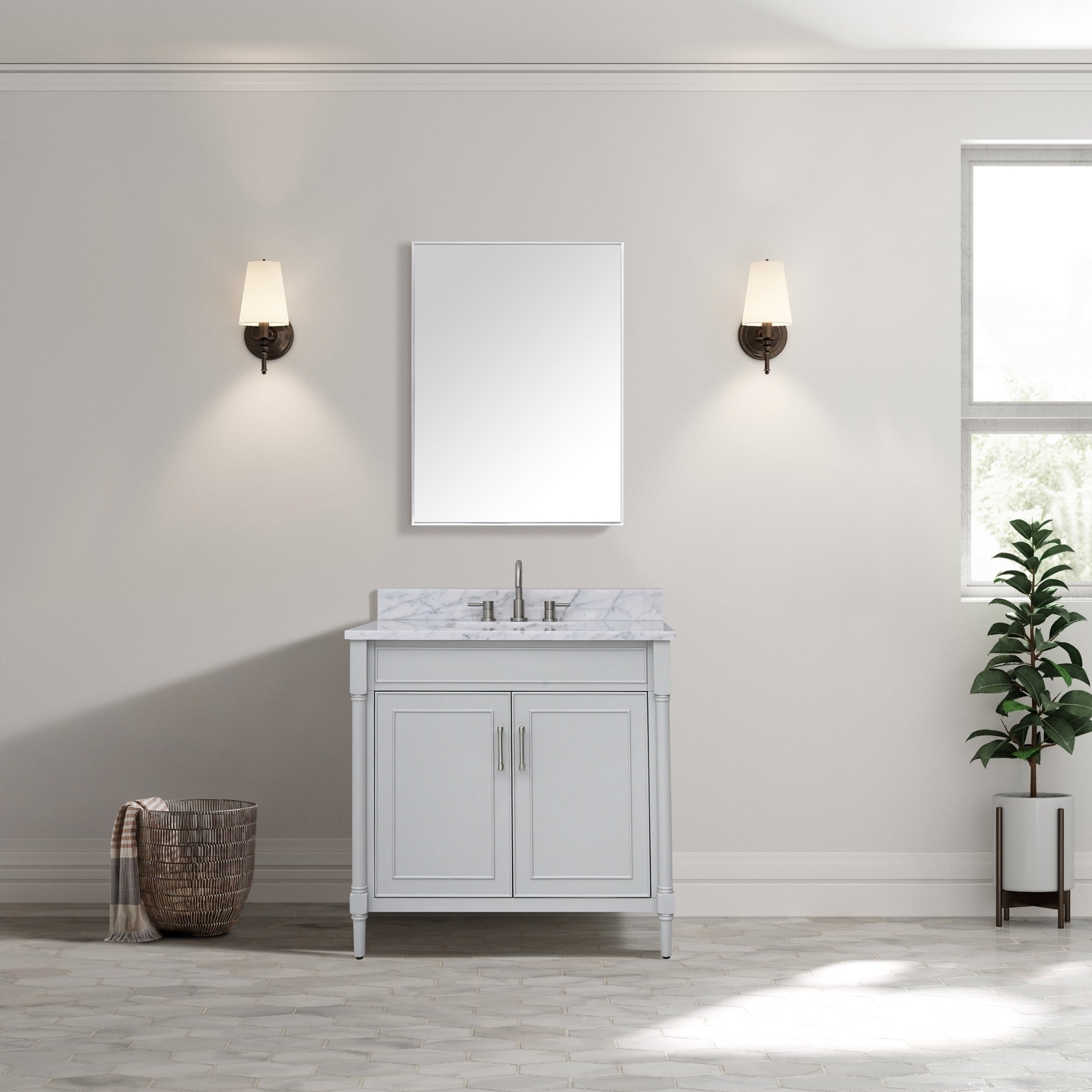 light gray vanity set