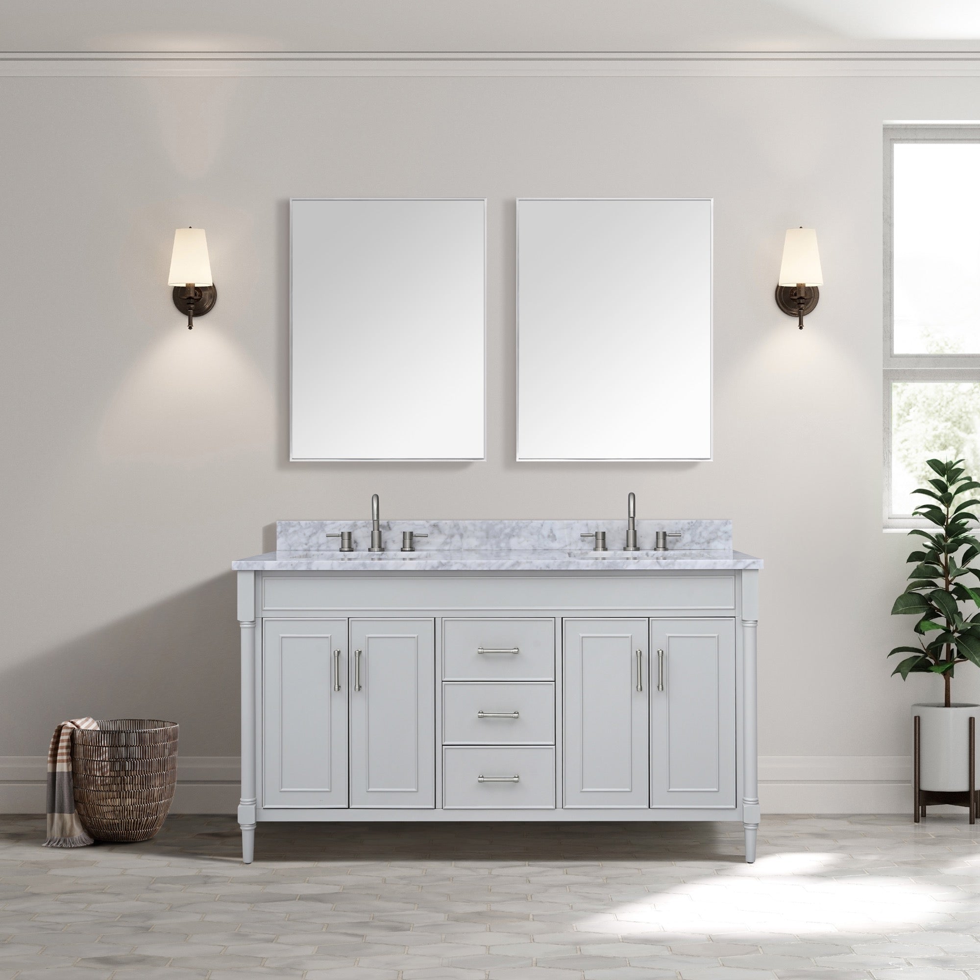 light gray vanity set