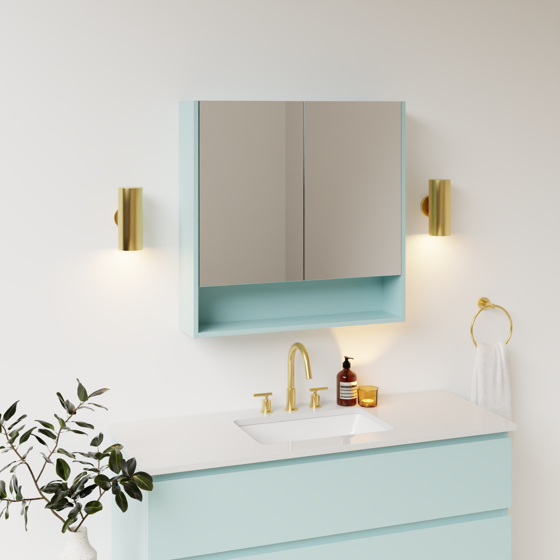 duck egg blue satin paint medicine cabinet