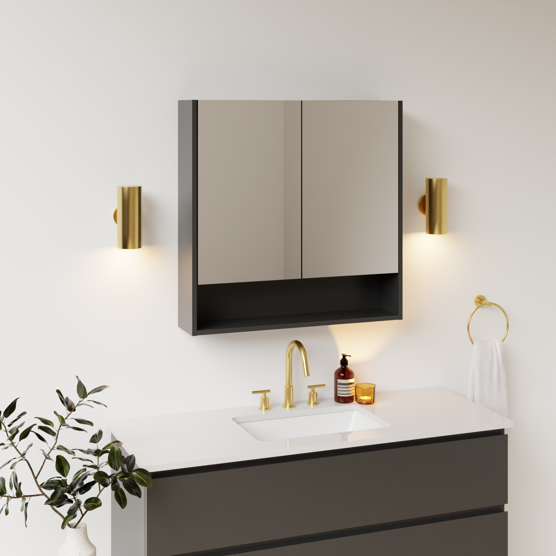 dark grey satin paint medicine cabinet