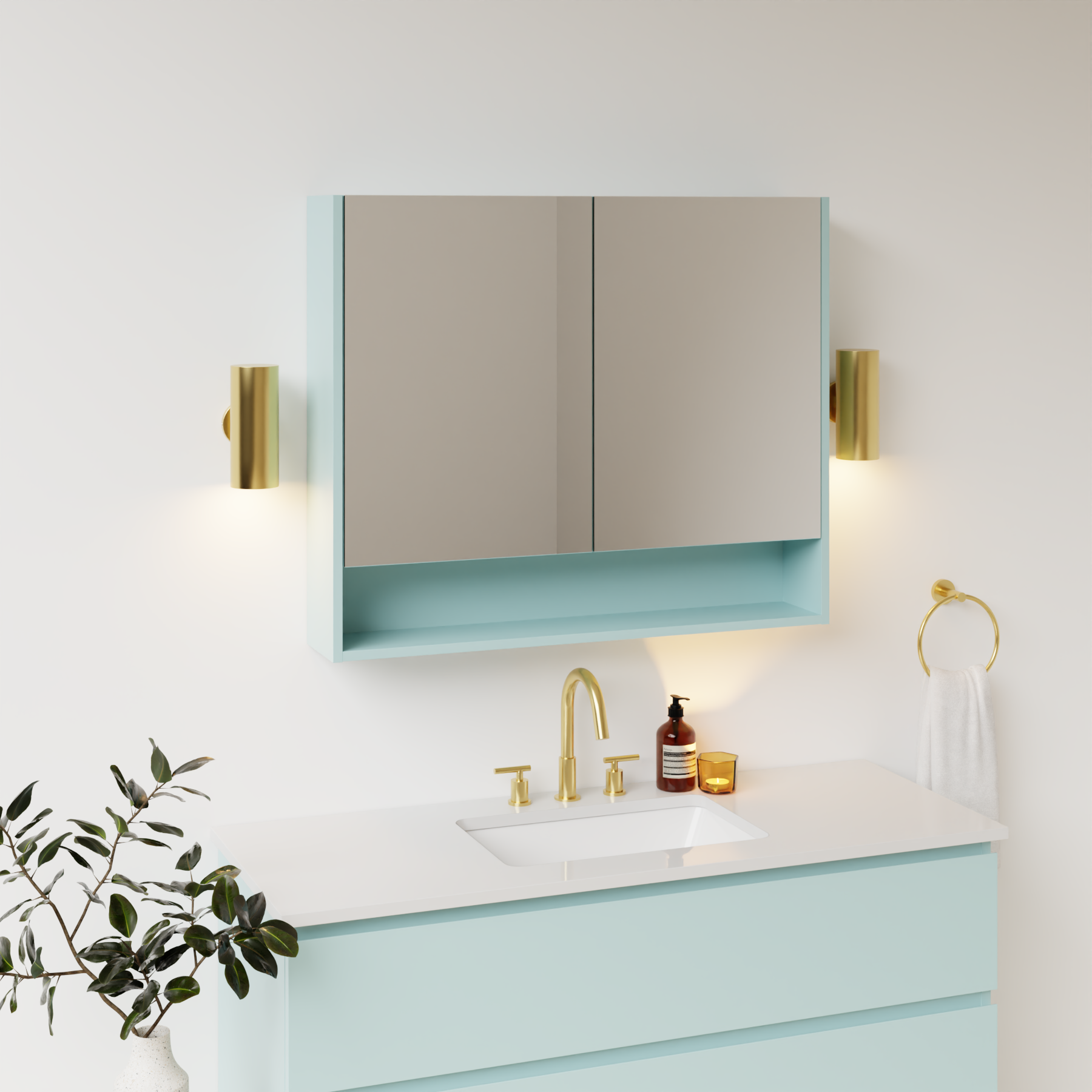 duck egg blue satin paint medicine cabinet
