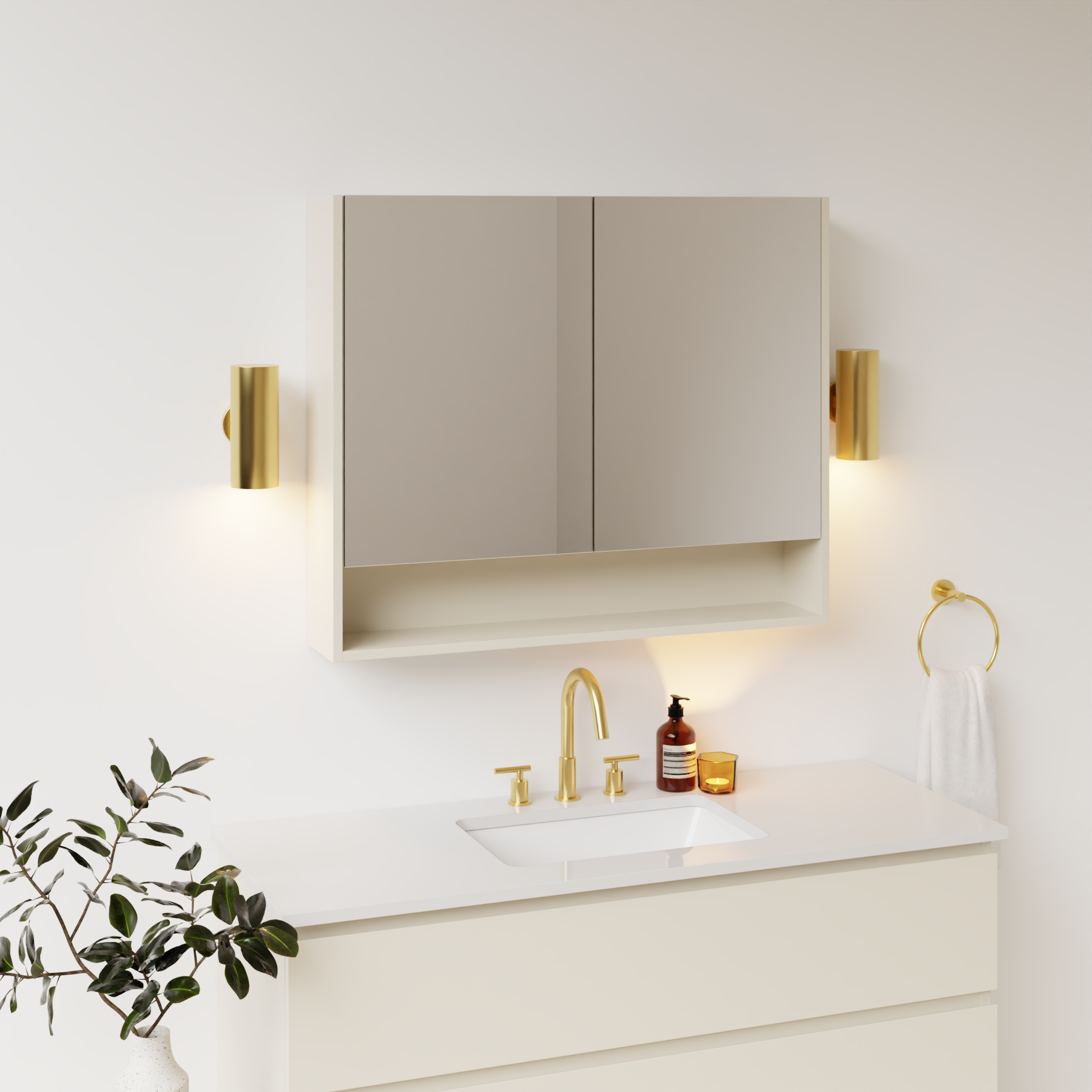 grey beige satin paint medicine cabinet