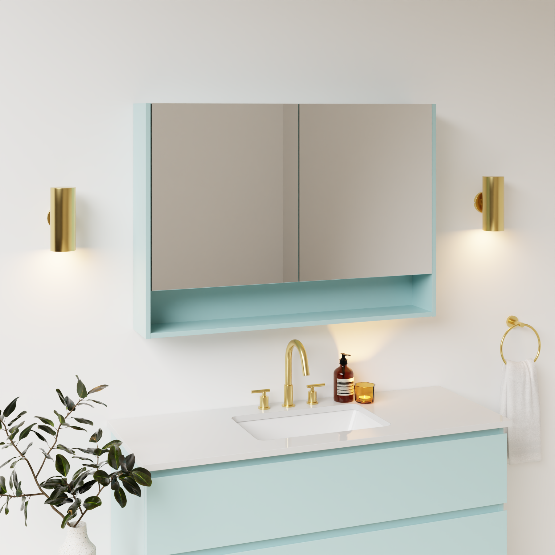 duck egg blue satin paint medicine cabinet