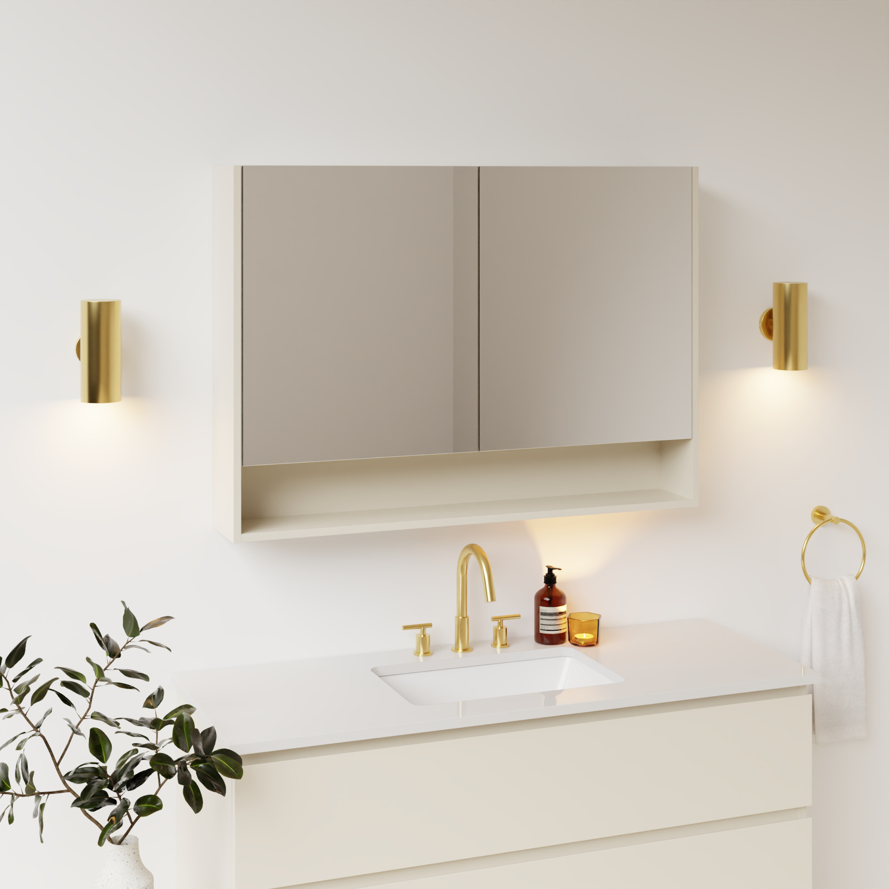 grey beige satin paint medicine cabinet