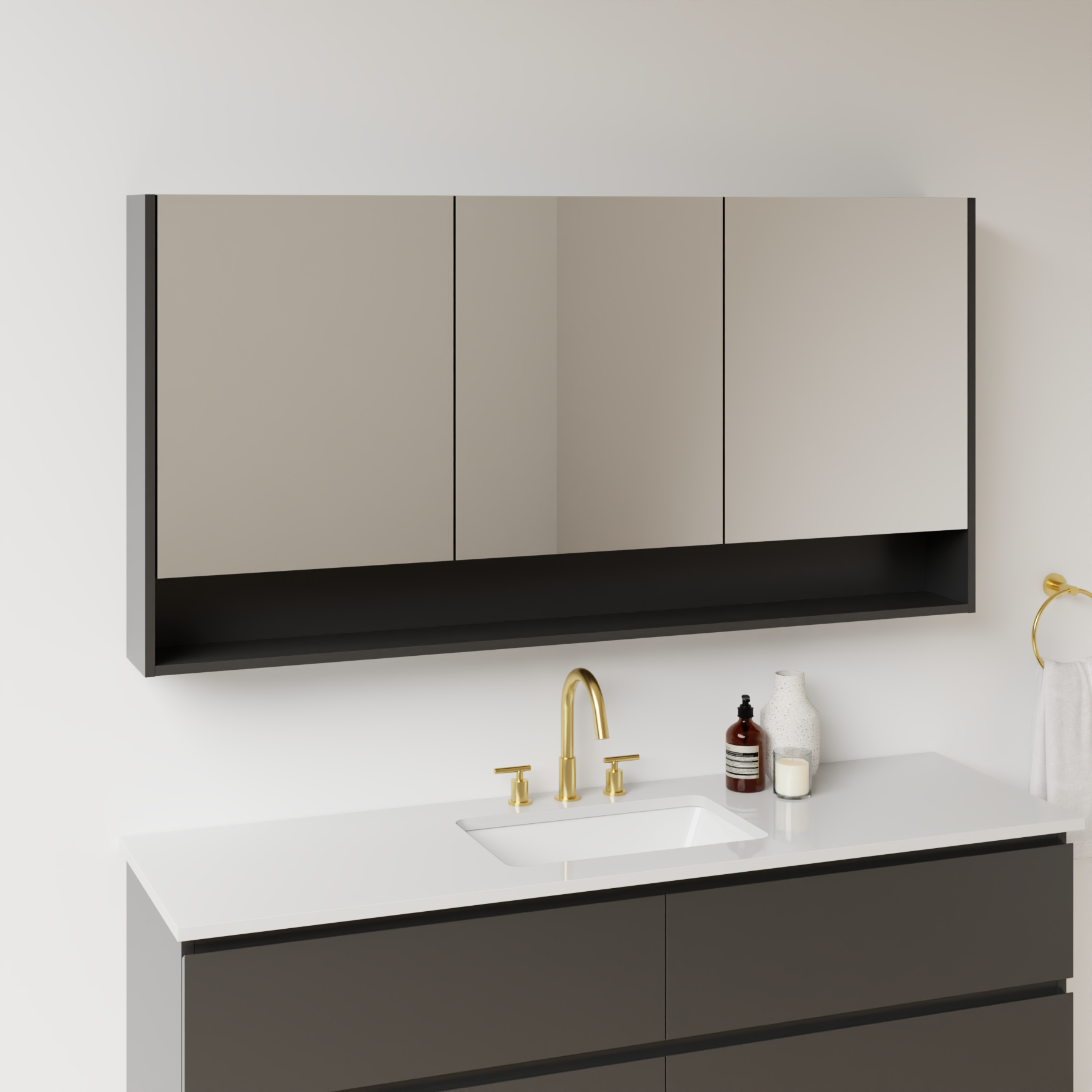 dark grey satin paint medicine cabinet