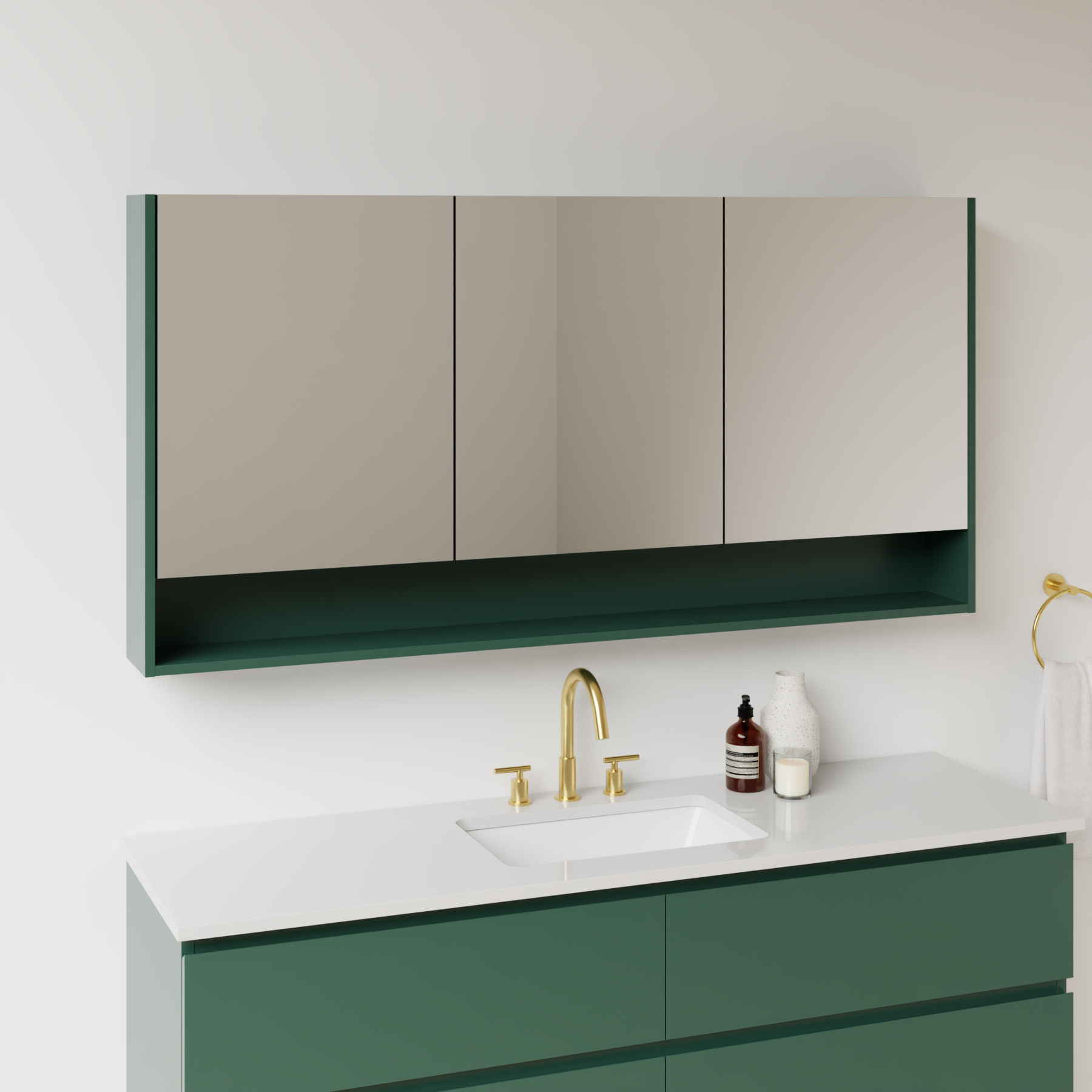 emerald green satin paint medicine cabinet