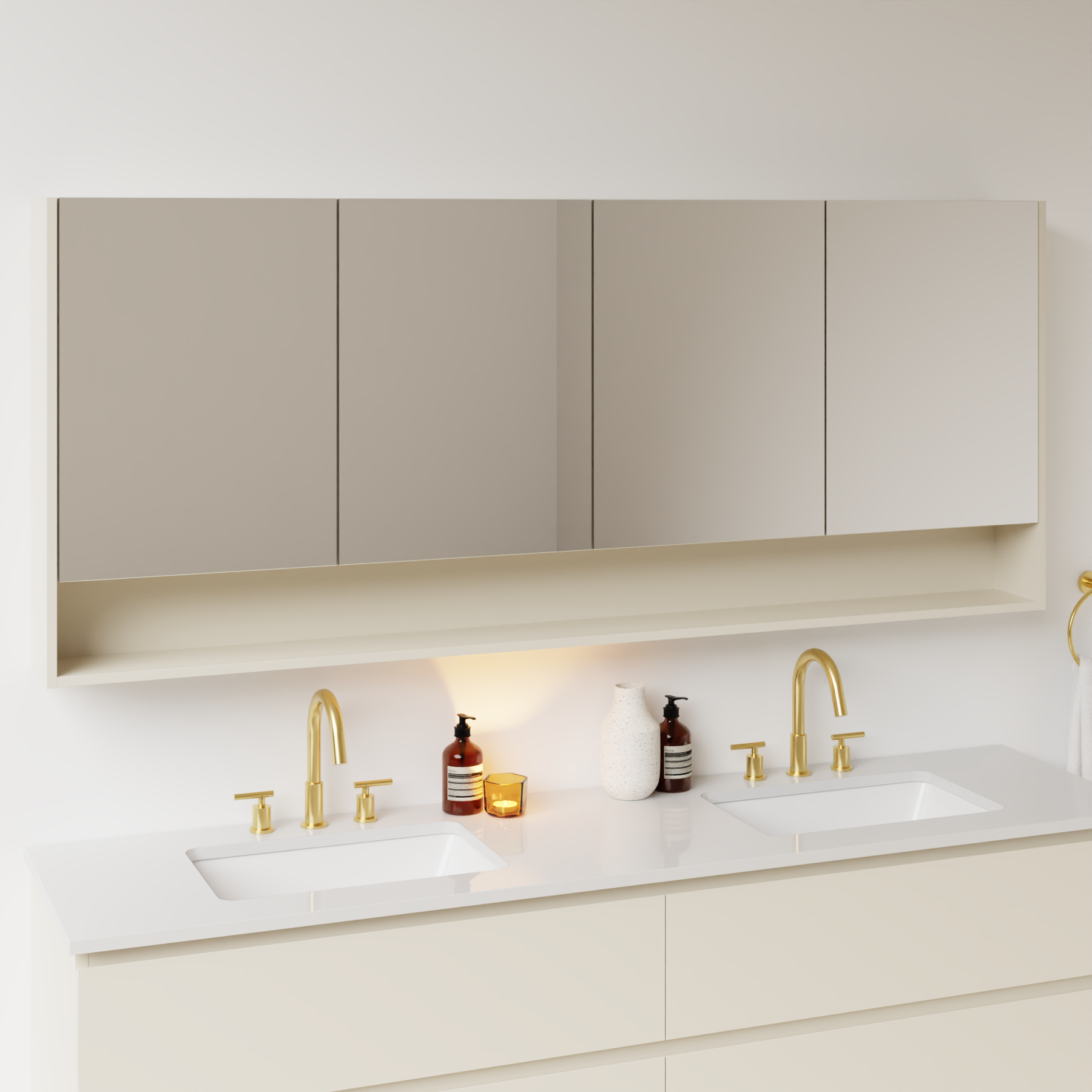 grey beige satin paint medicine cabinet