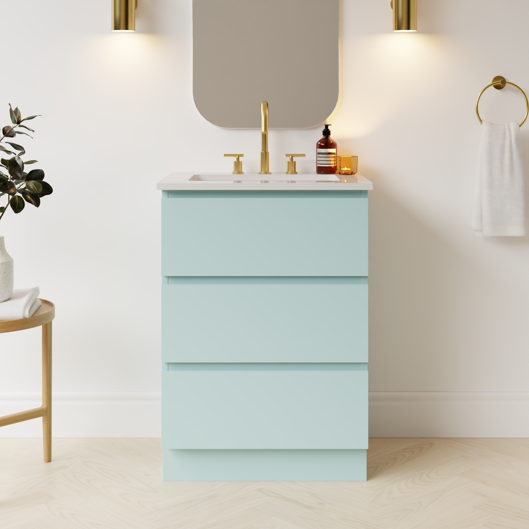 duck egg blue satin paint vanity
