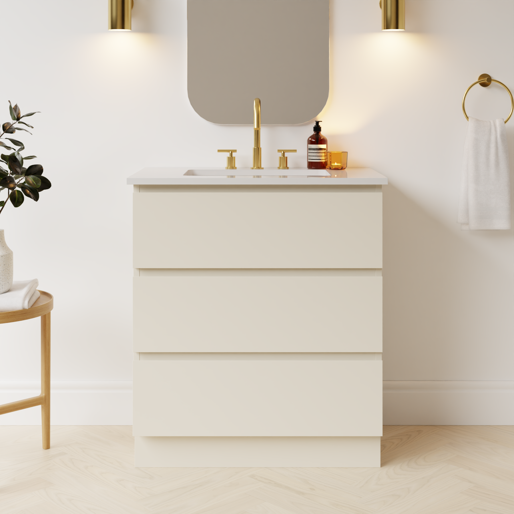 grey beige satin paint vanity
