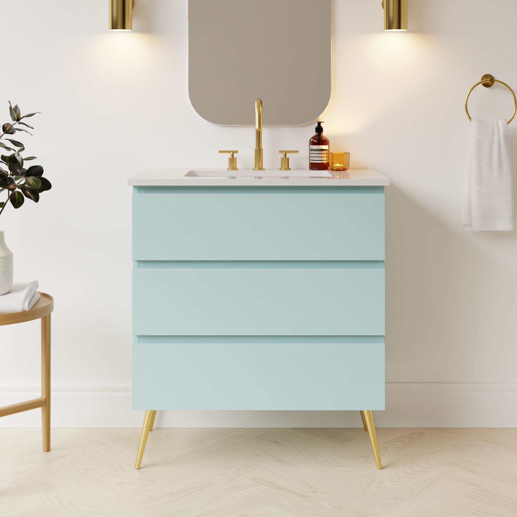 duck egg blue satin paint vanity