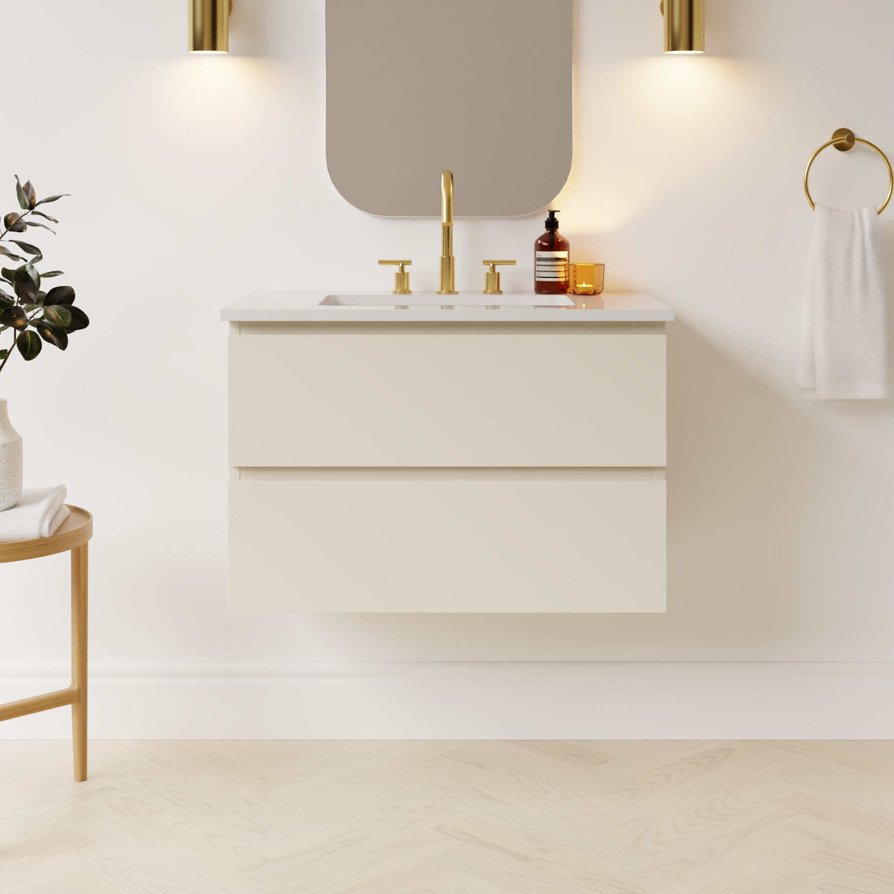 grey beige satin paint vanity