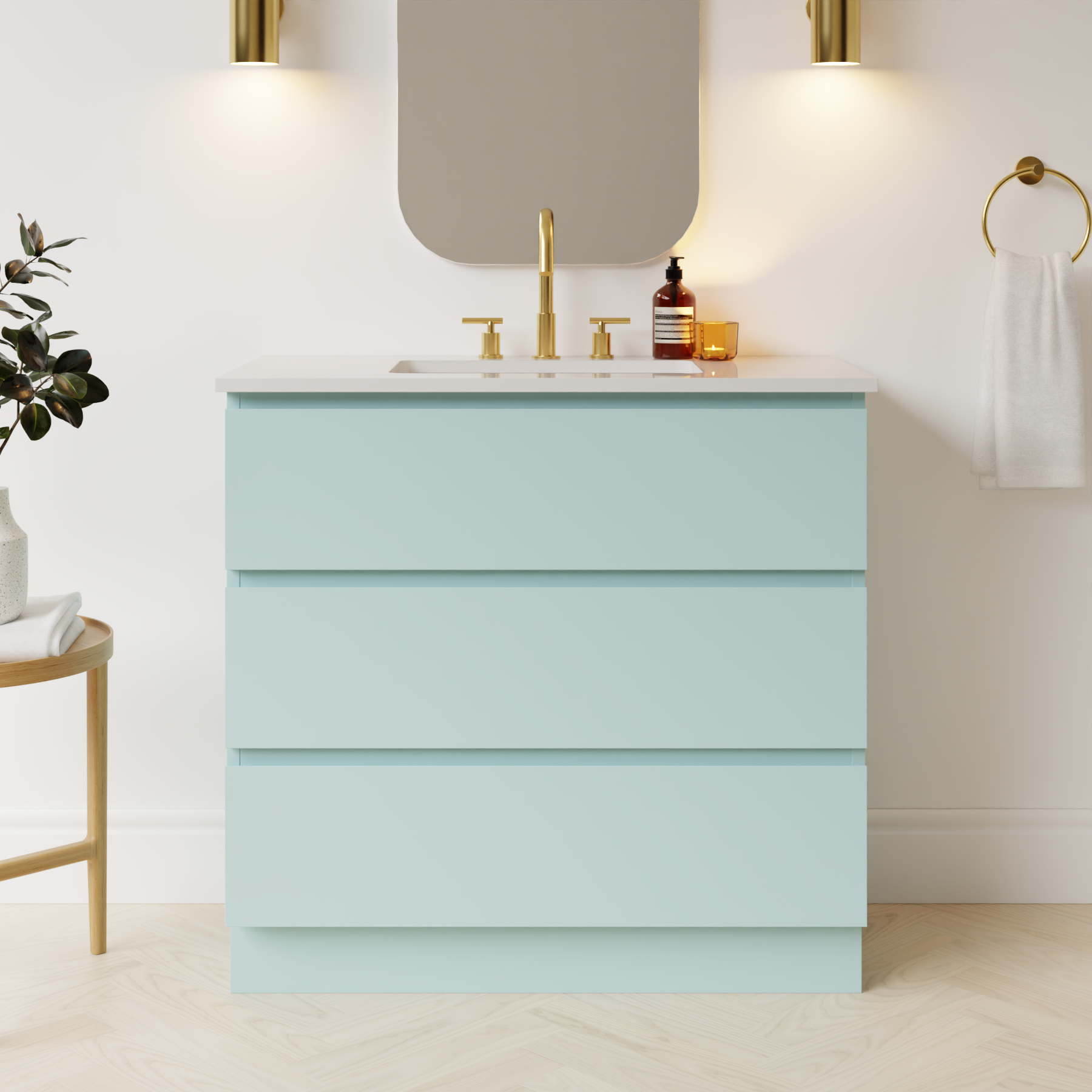 duck egg blue satin paint vanity
