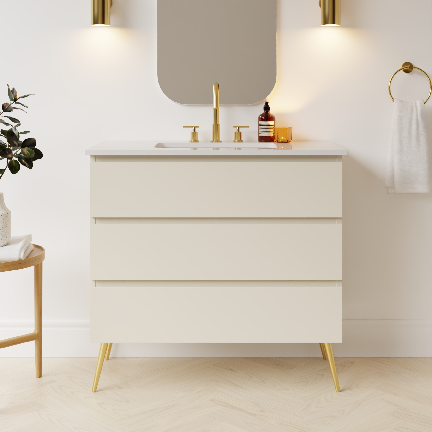 grey beige satin paint vanity