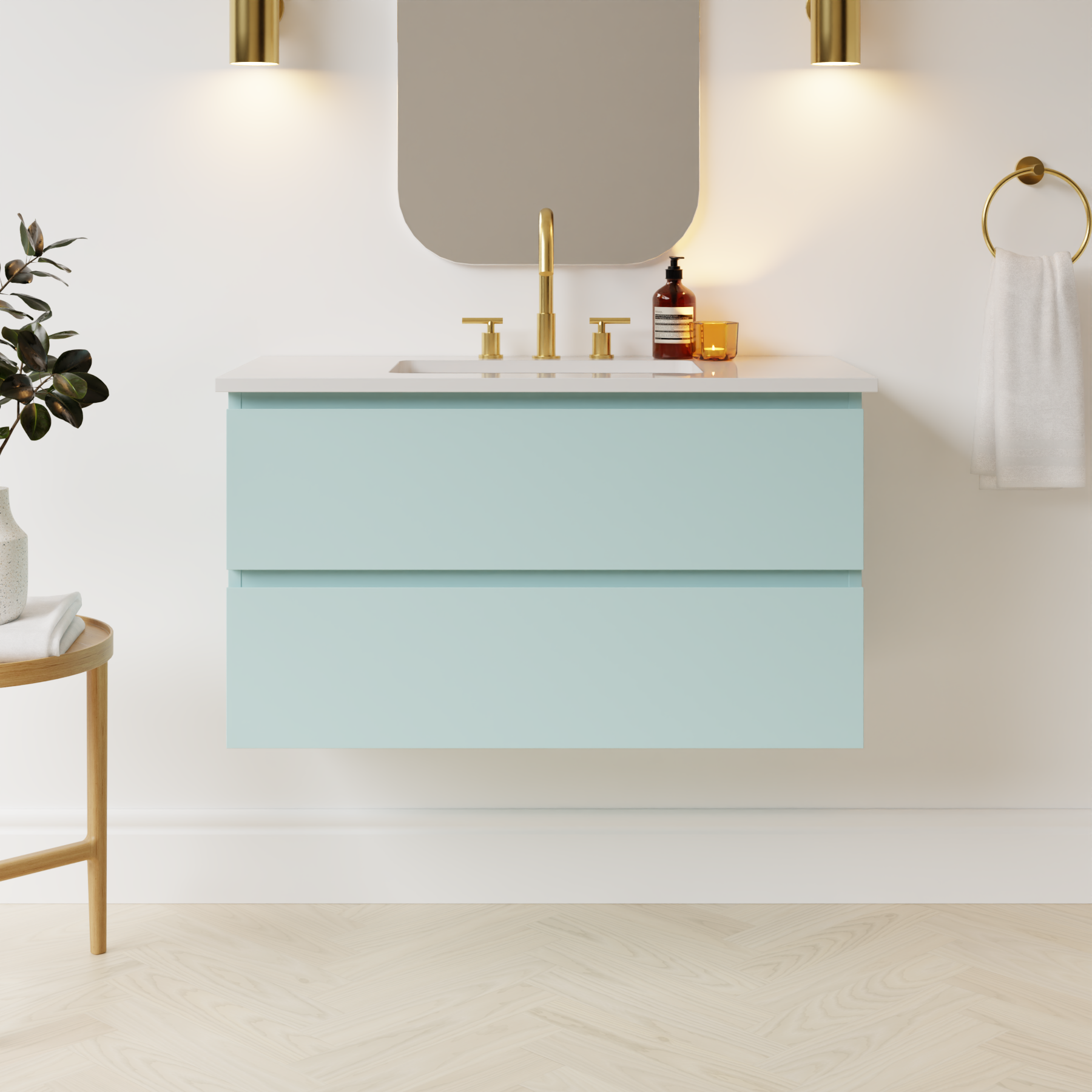 duck egg blue satin paint vanity