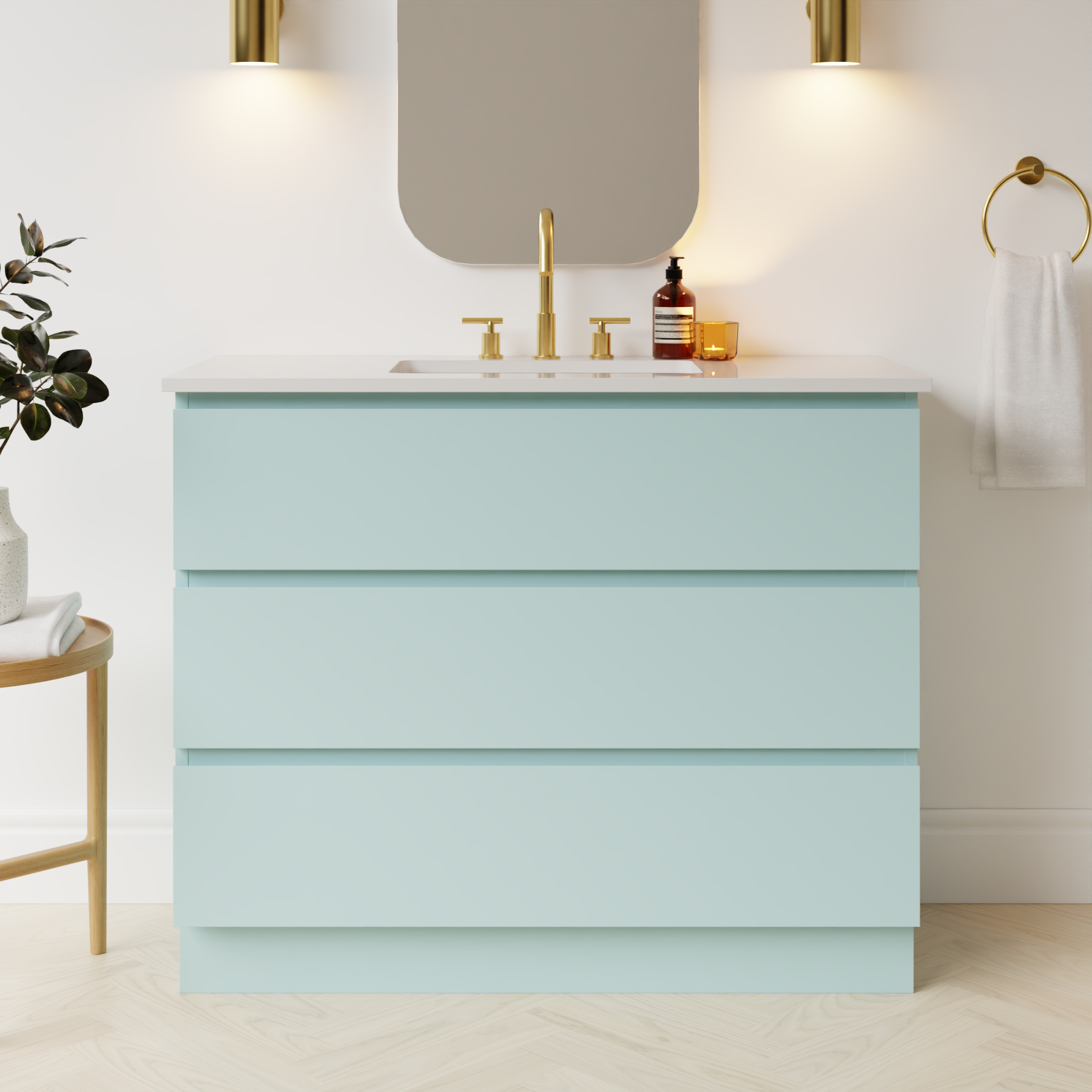 duck egg blue satin paint vanity