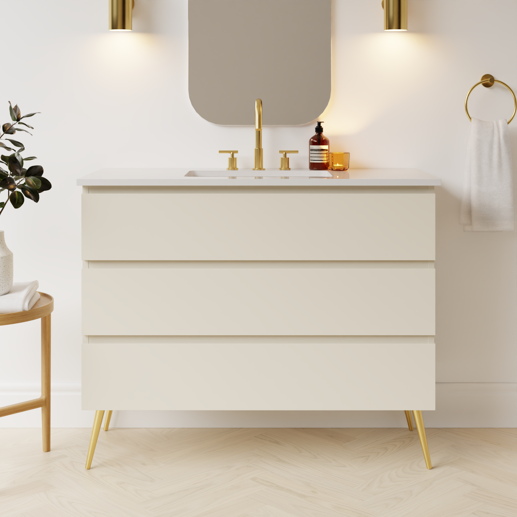 grey beige satin paint vanity