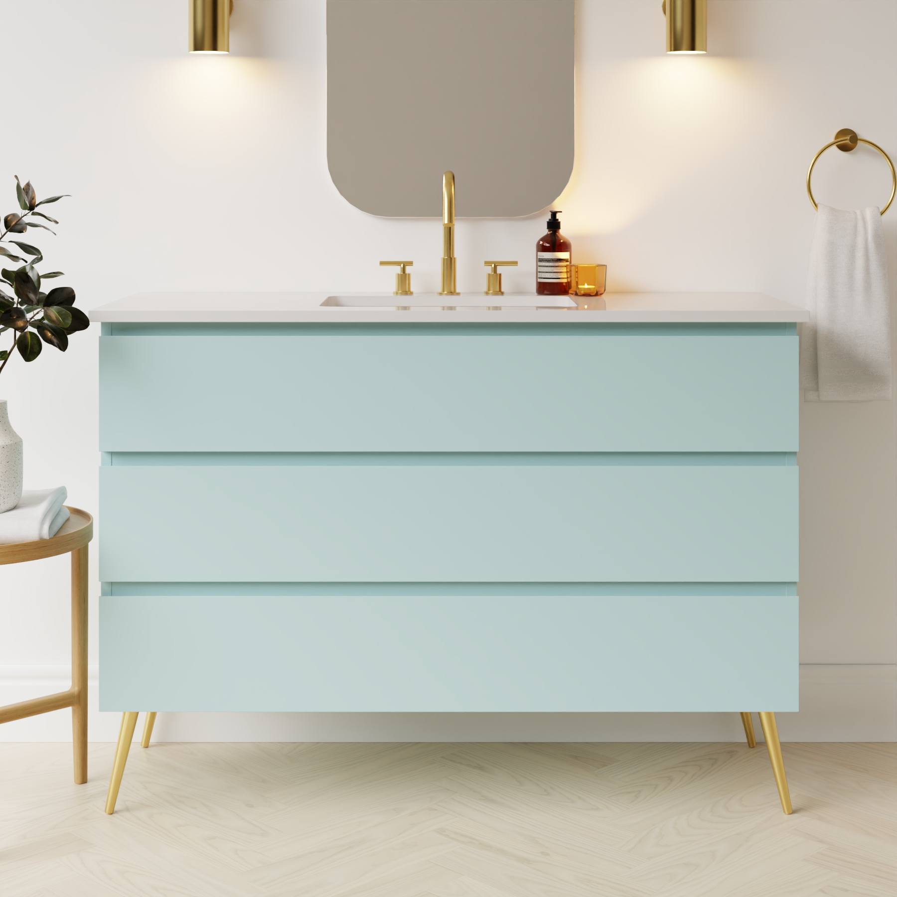 duck egg blue satin paint vanity