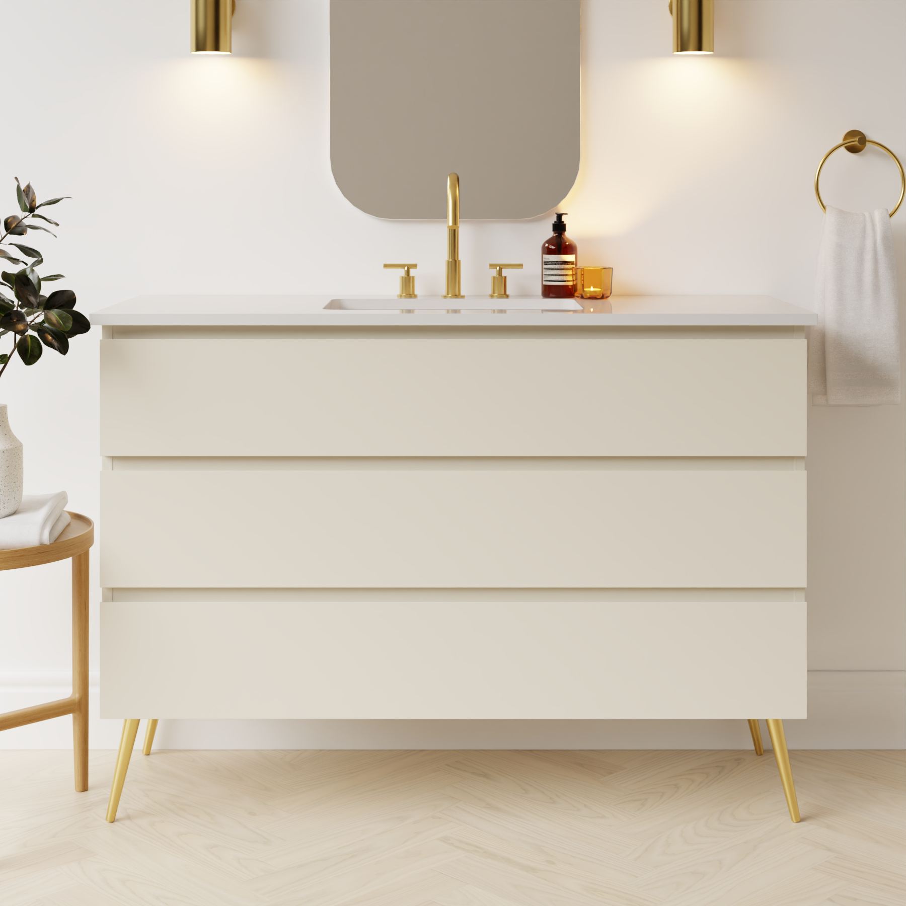 grey beige satin paint vanity
