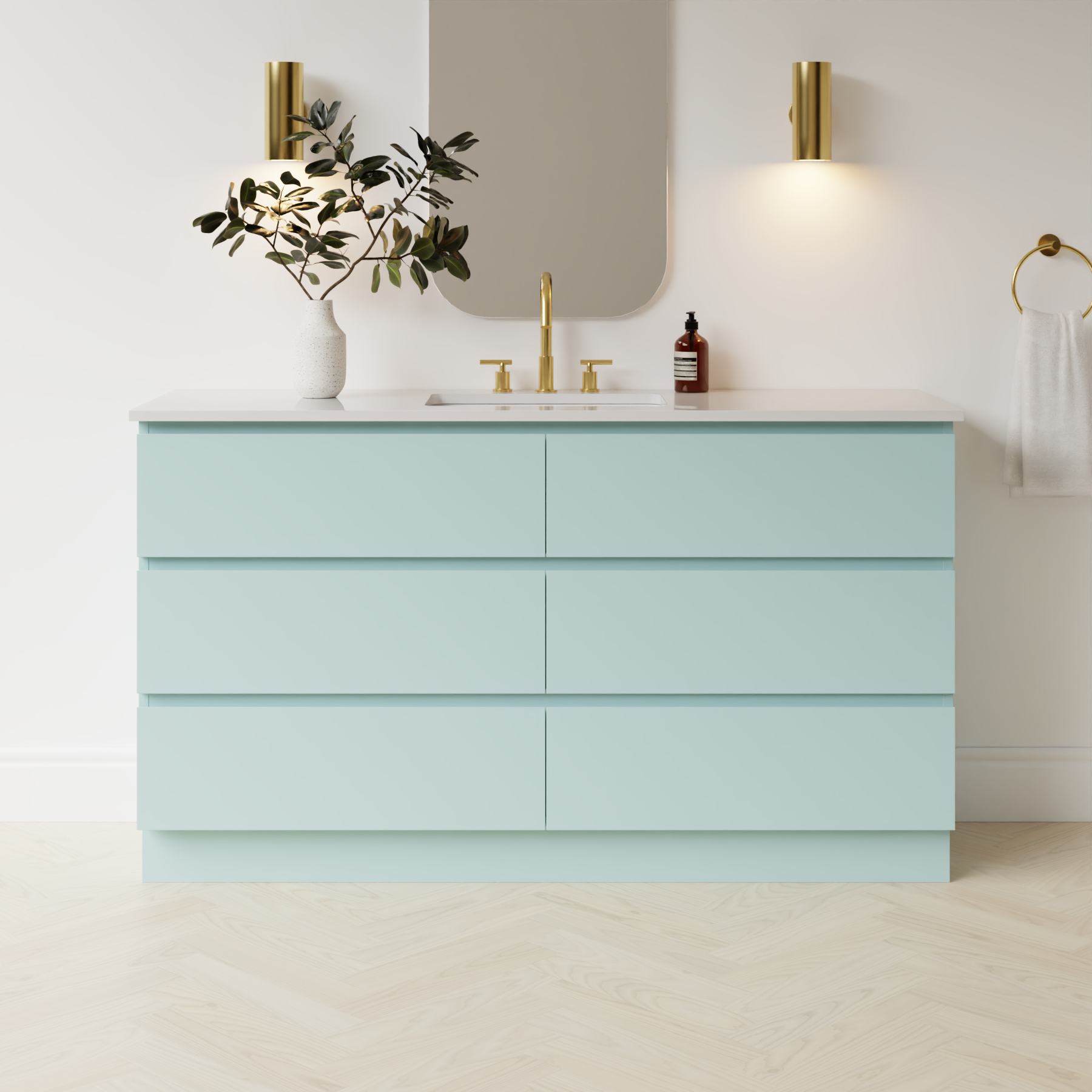 duck egg blue satin paint vanity