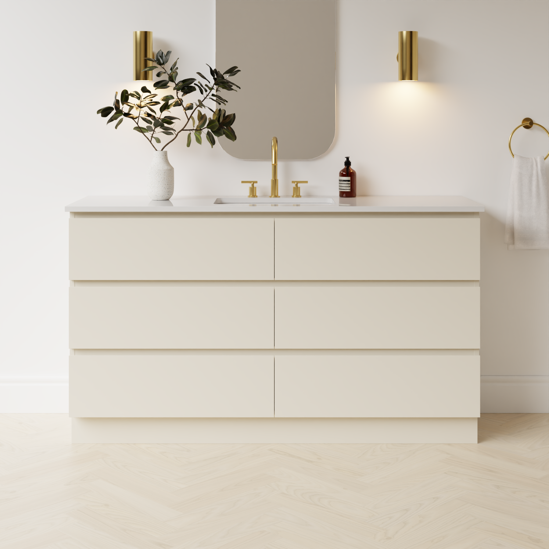 grey beige satin paint vanity