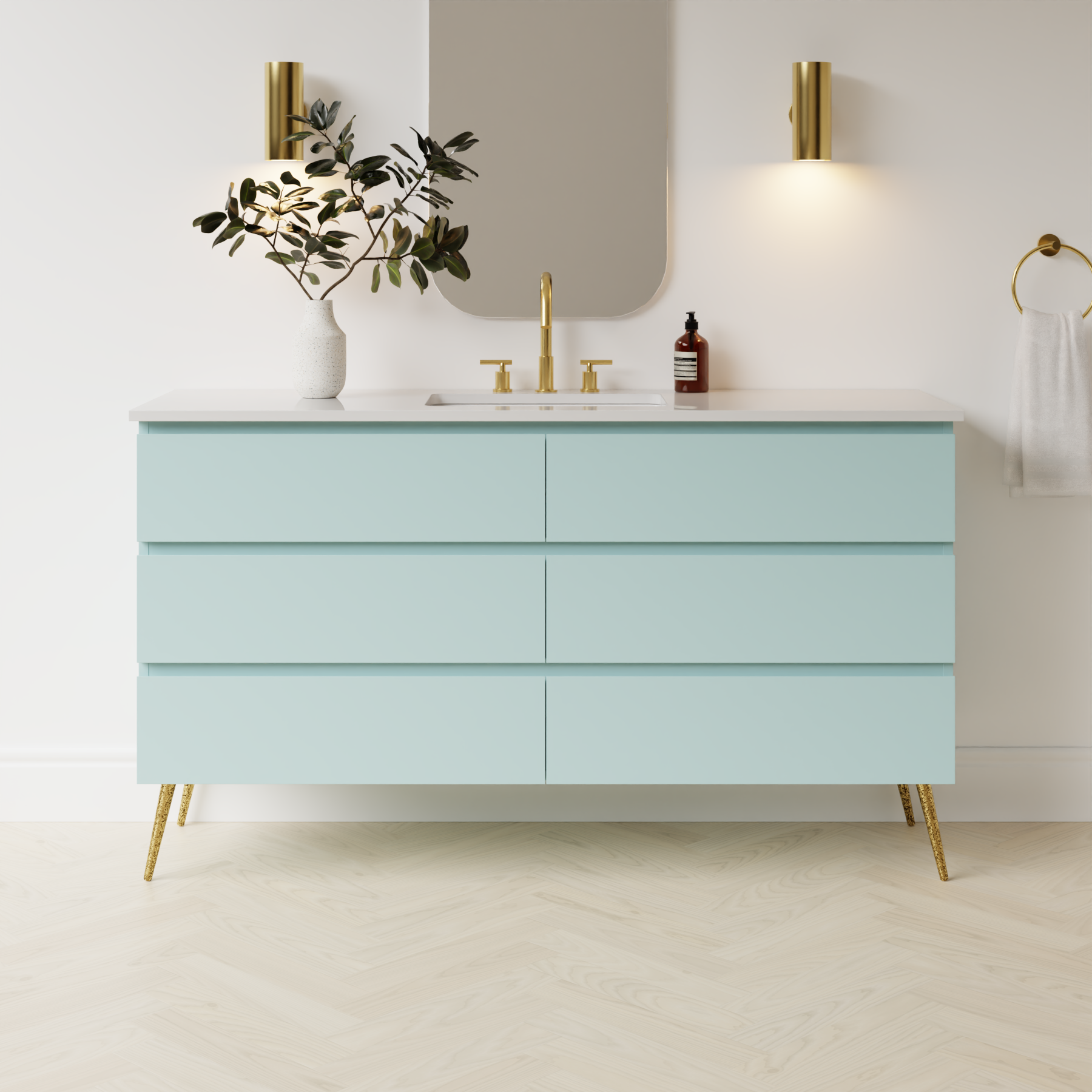 duck egg blue satin paint vanity