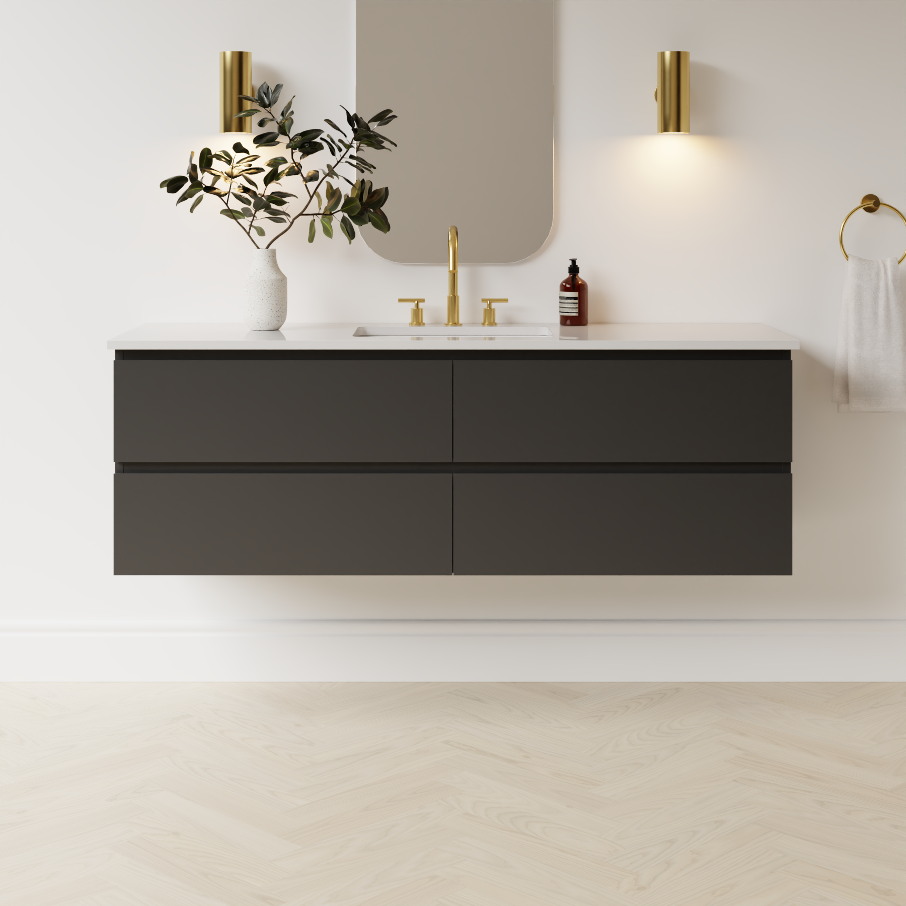 dark grey satin paint vanity