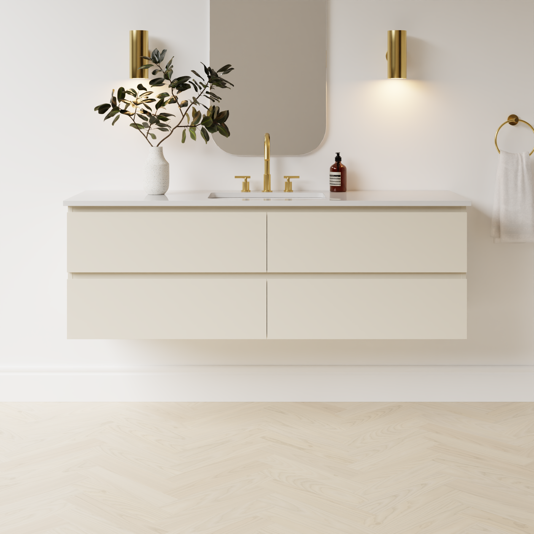 grey beige satin paint vanity