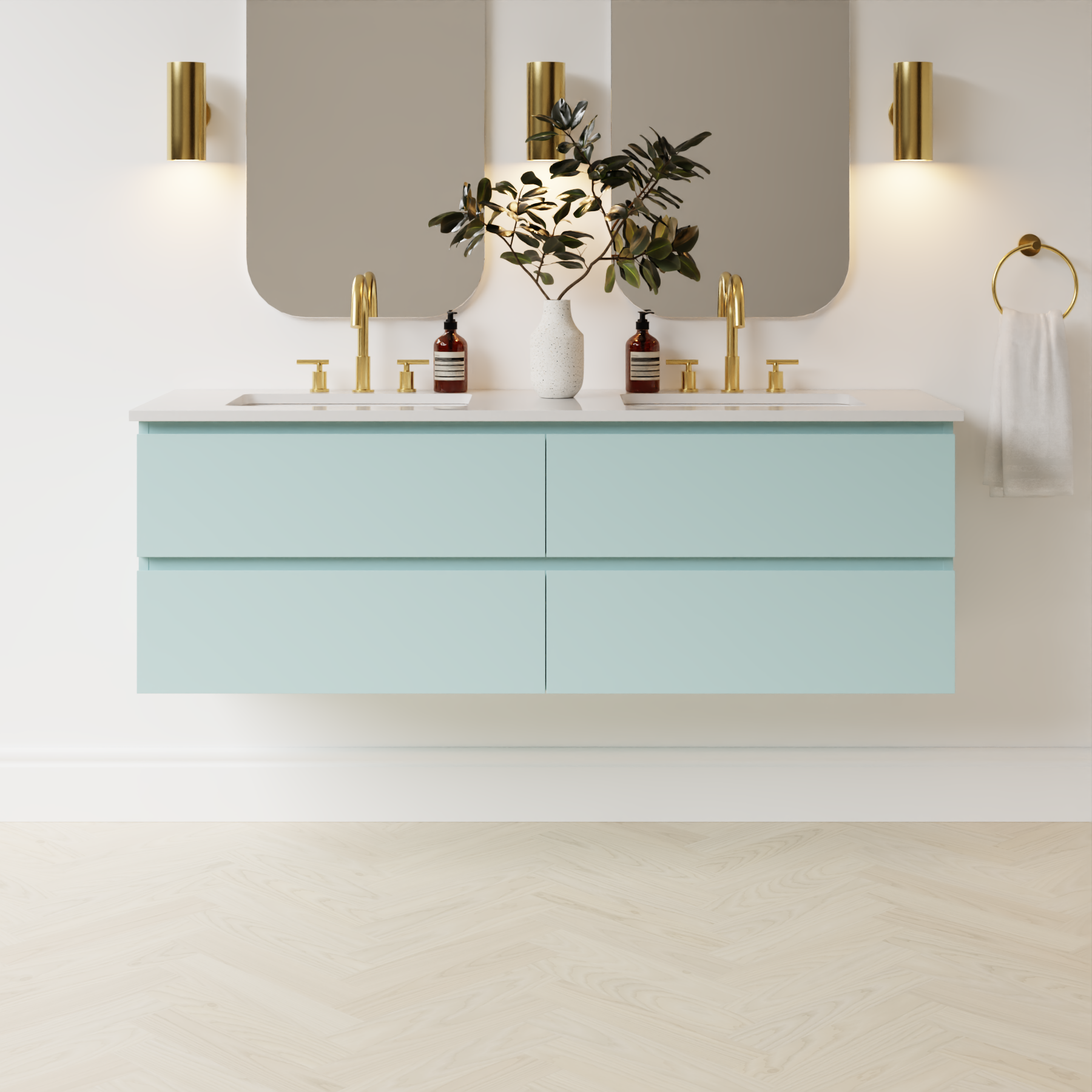 duck egg blue satin paint vanity