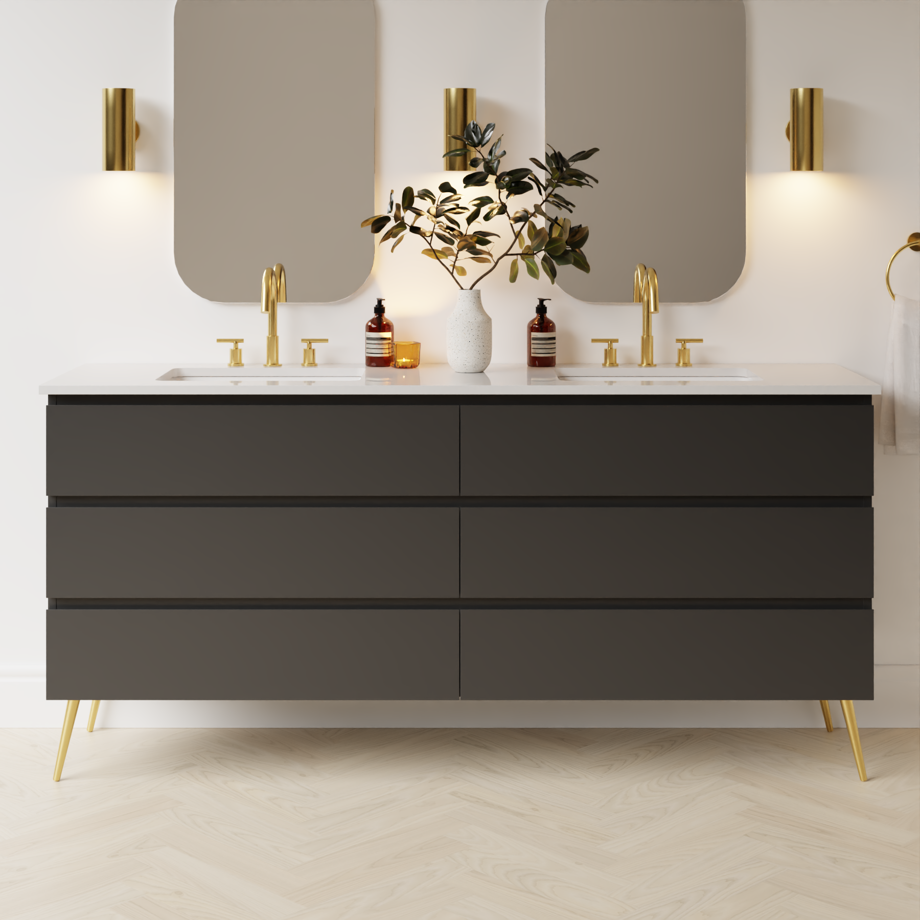 dark grey satin paint vanity