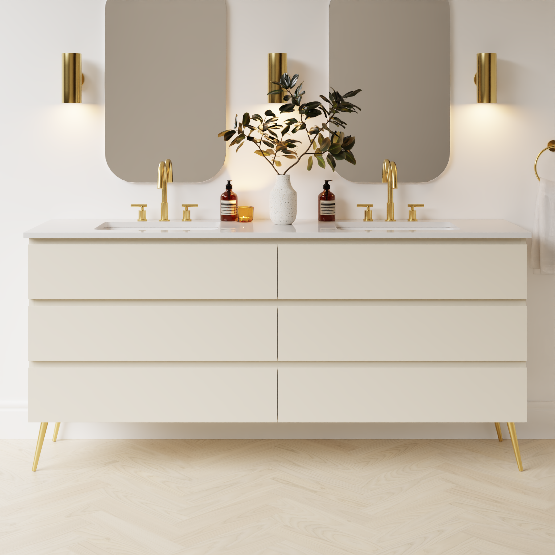 grey beige satin paint vanity
