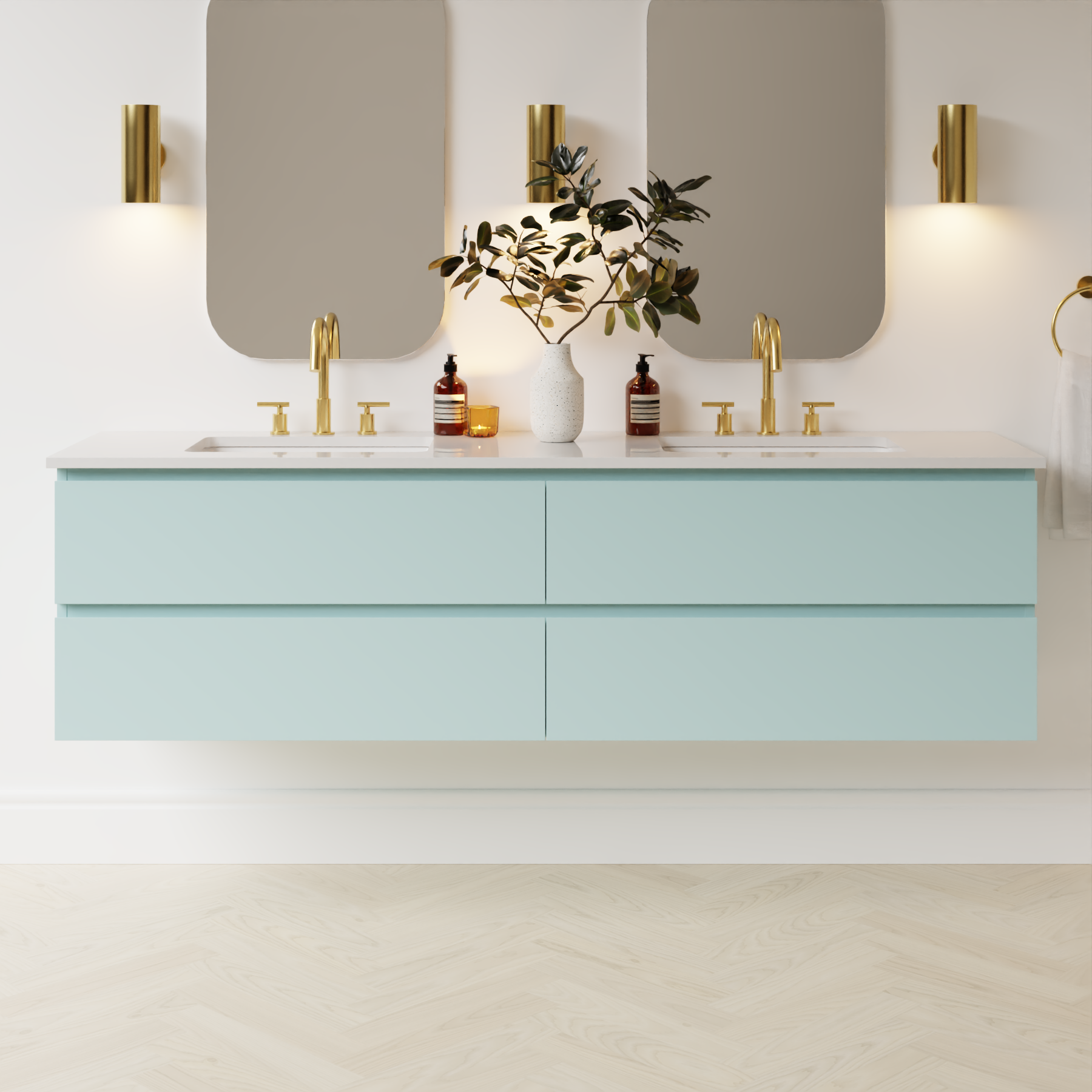 duck egg blue satin paint vanity