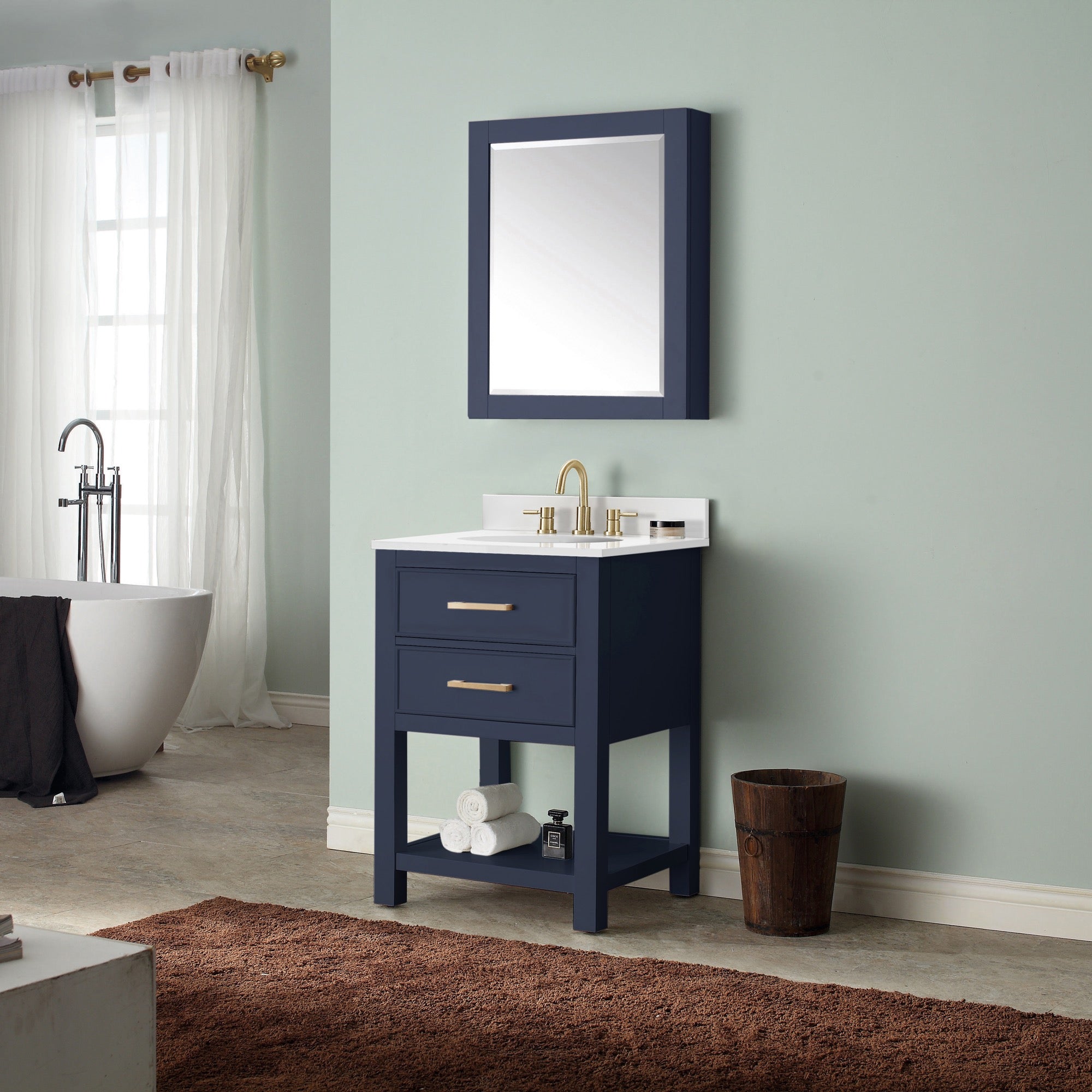 navy blue vanity set