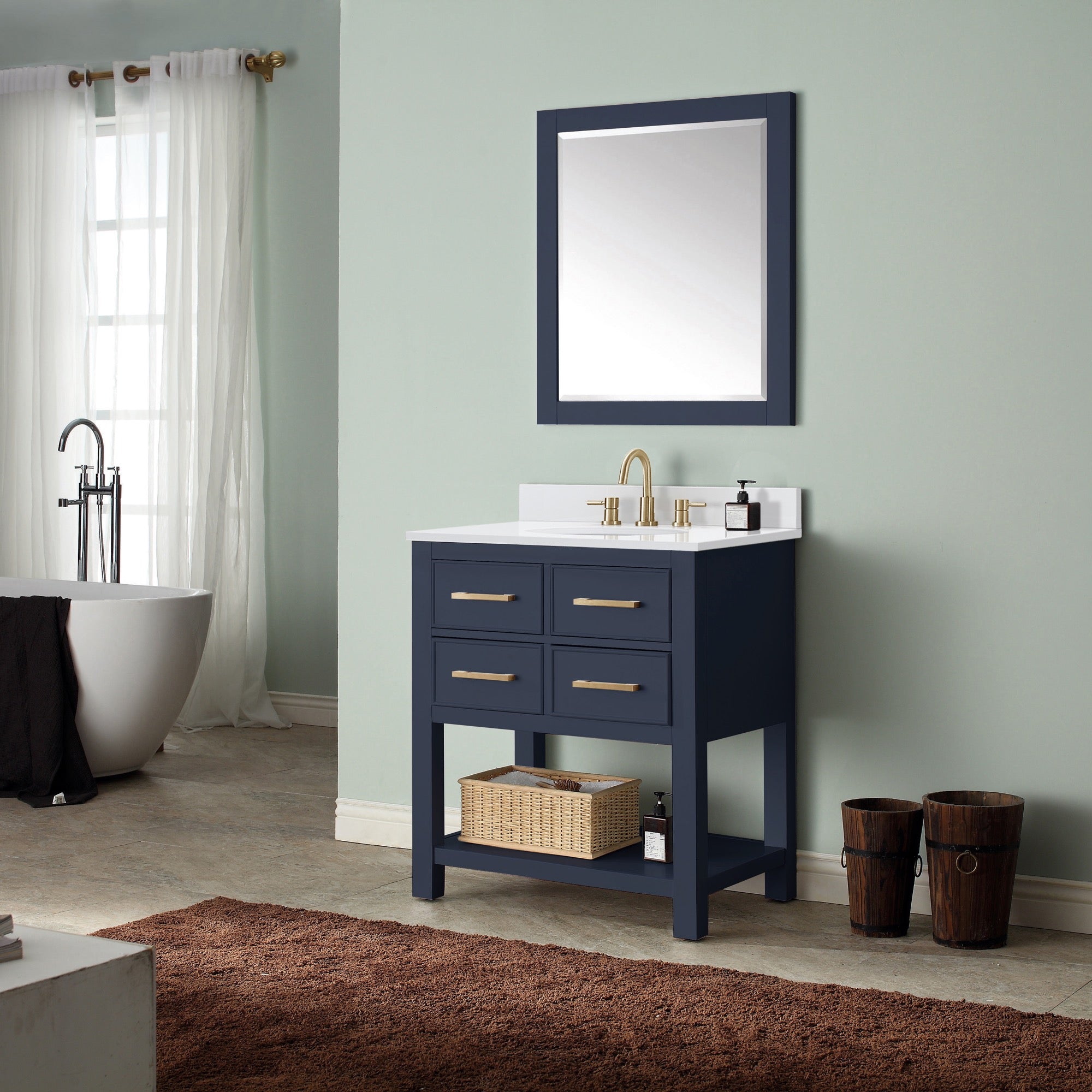 navy blue vanity set