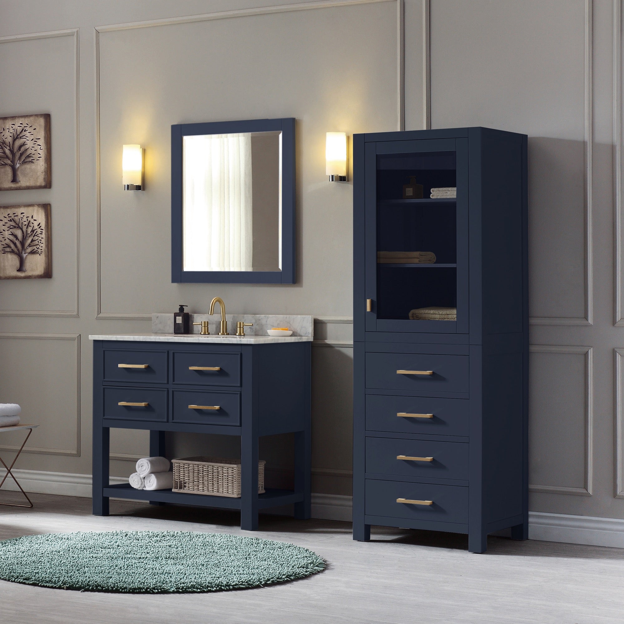 navy blue vanity set