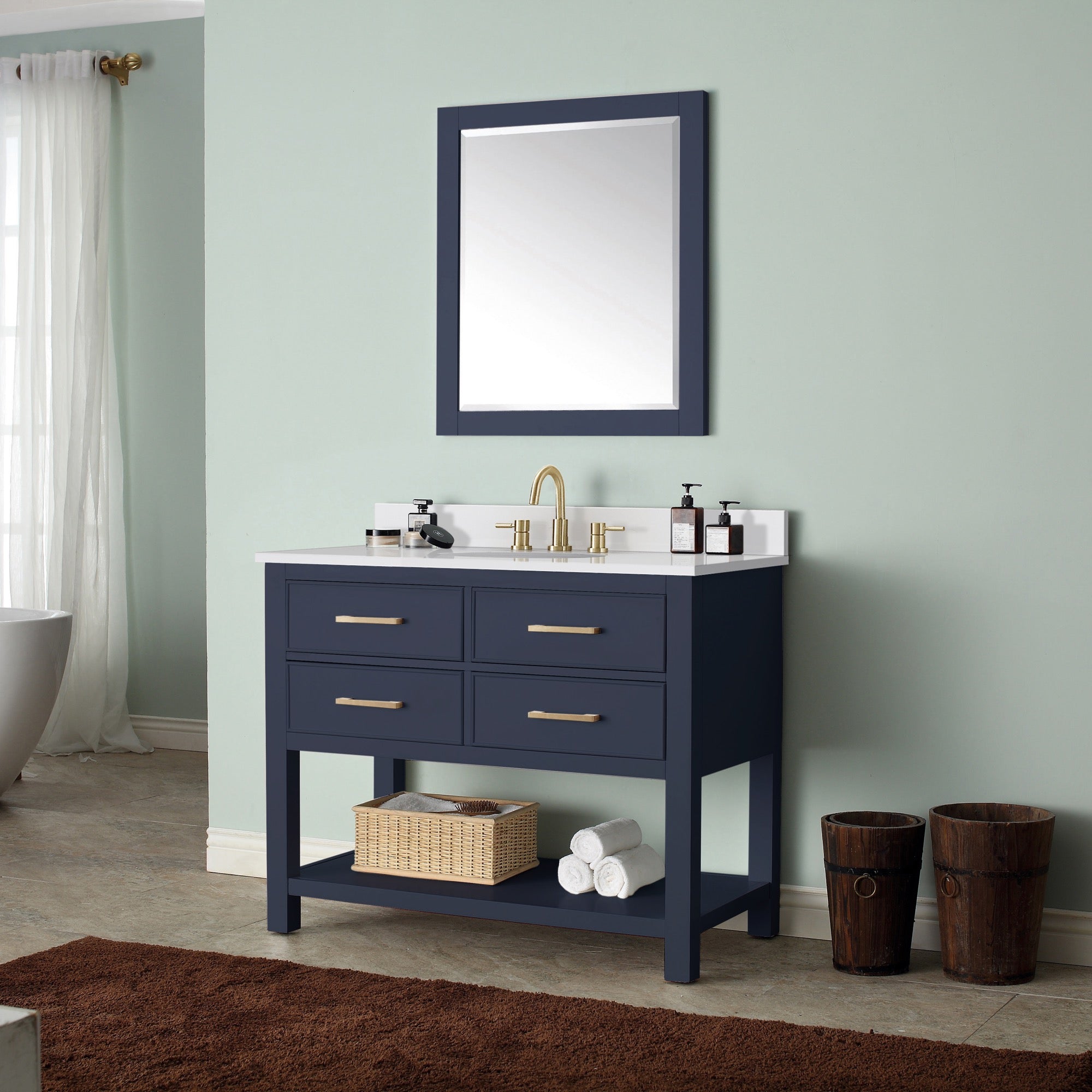 navy blue vanity set