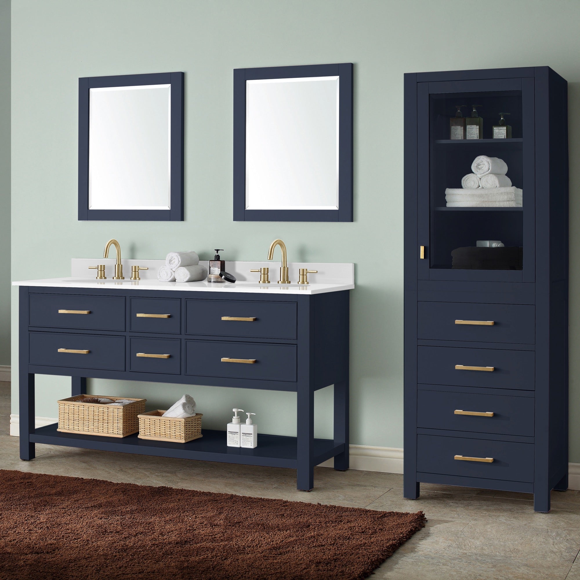 navy blue vanity set