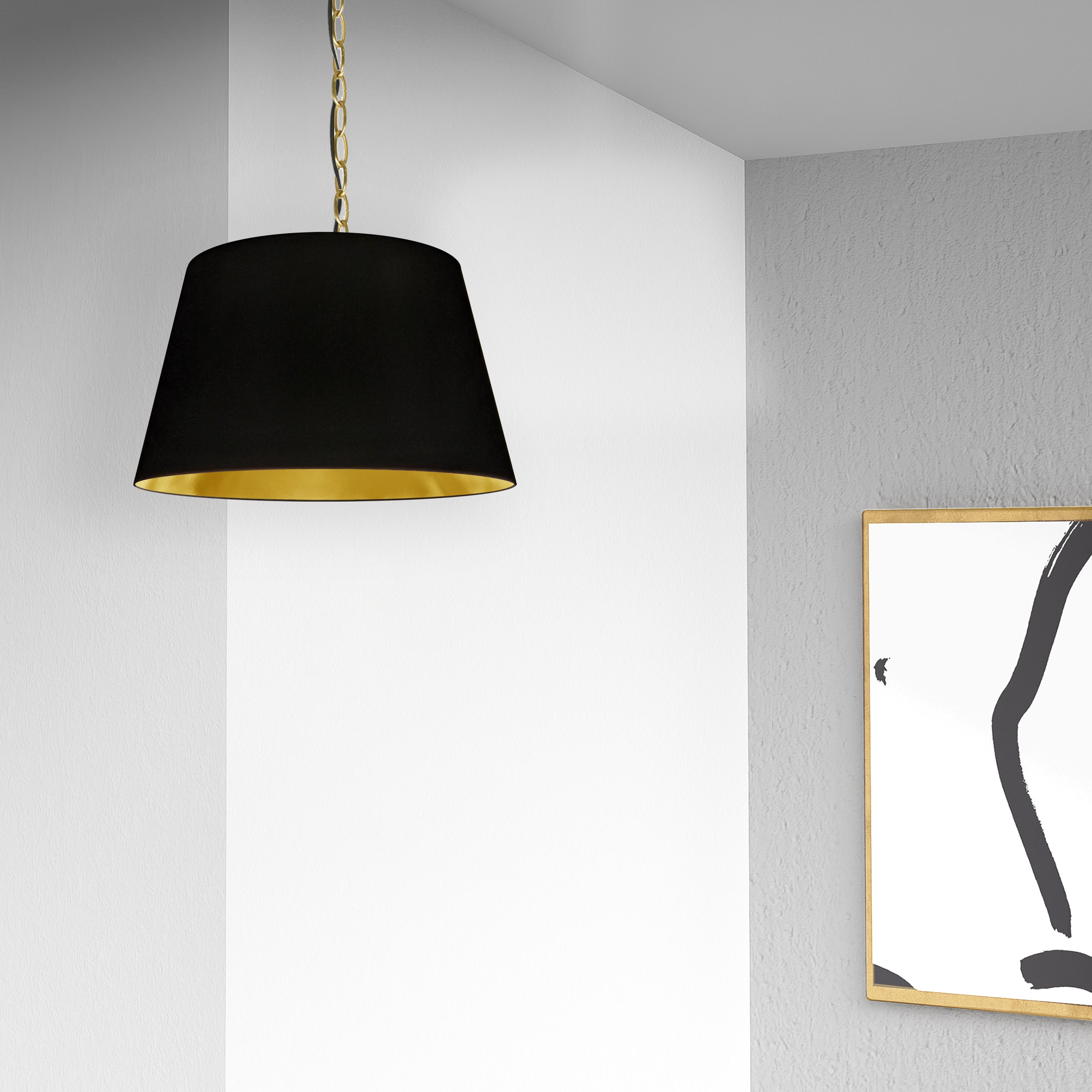 aged brass with black and gold shade pendants