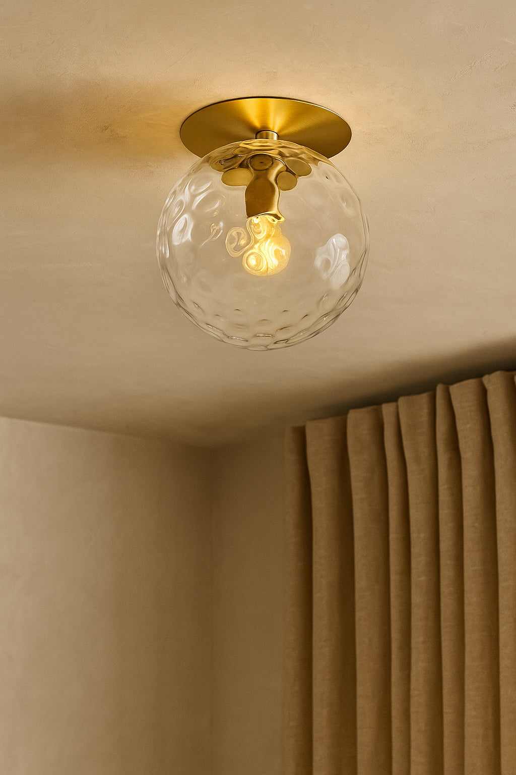 aged brass/clear flush mount