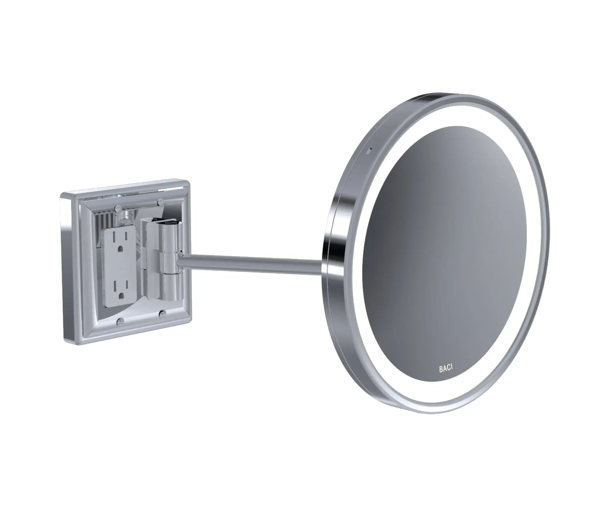 Baci By Remcraft Senior Round Wall Mirror with Outlet - 10X by Baci