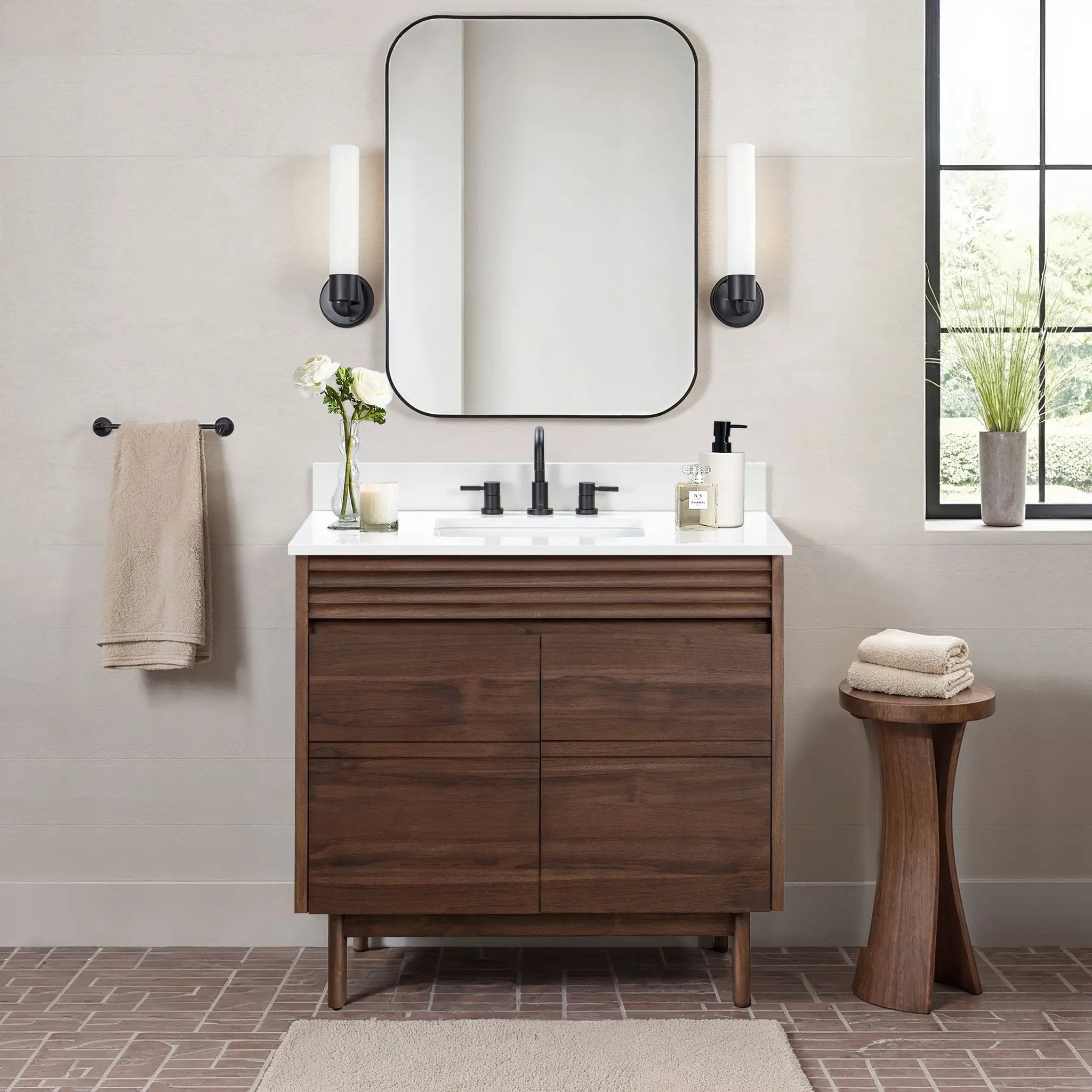 coffee teak vanity base