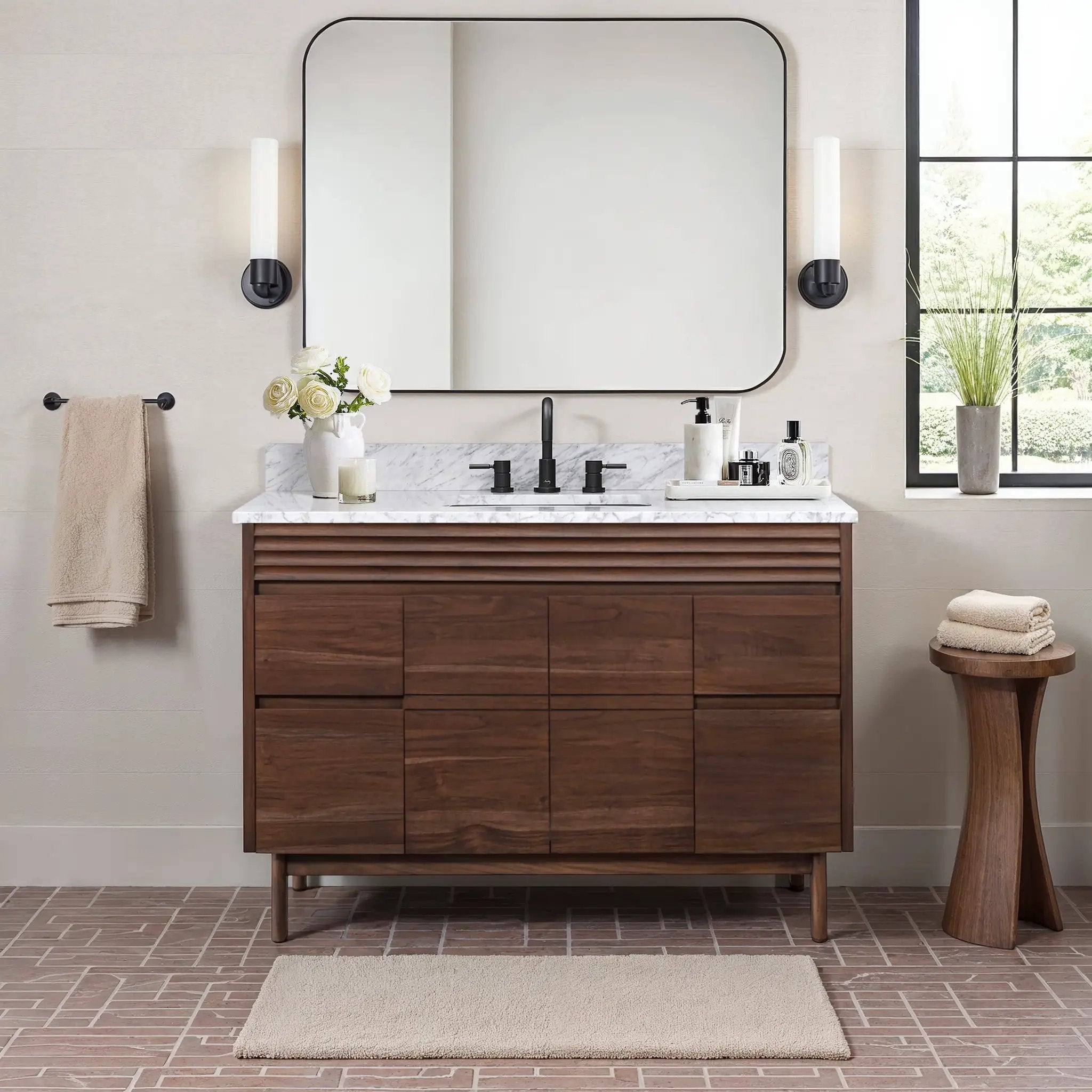 coffee teak vanity set