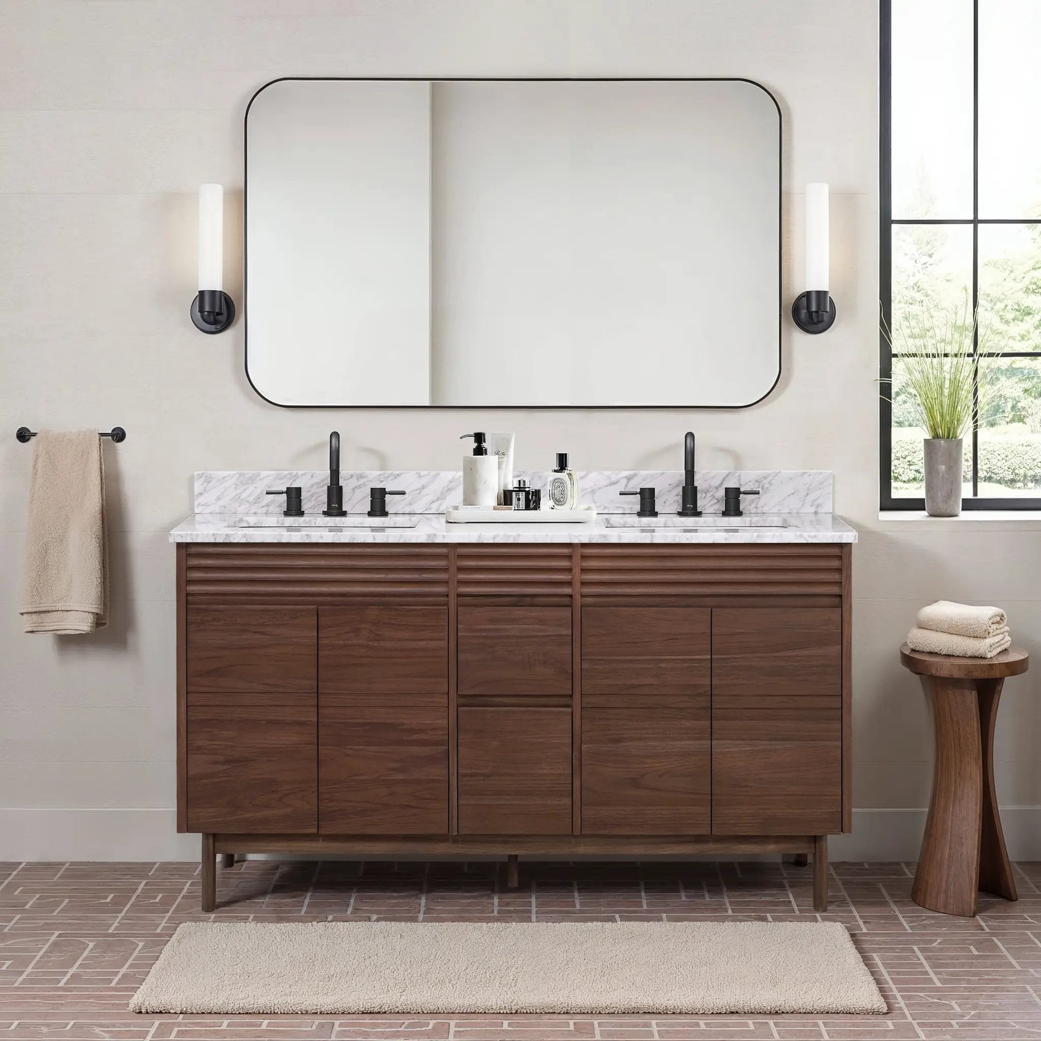 coffee teak vanity set