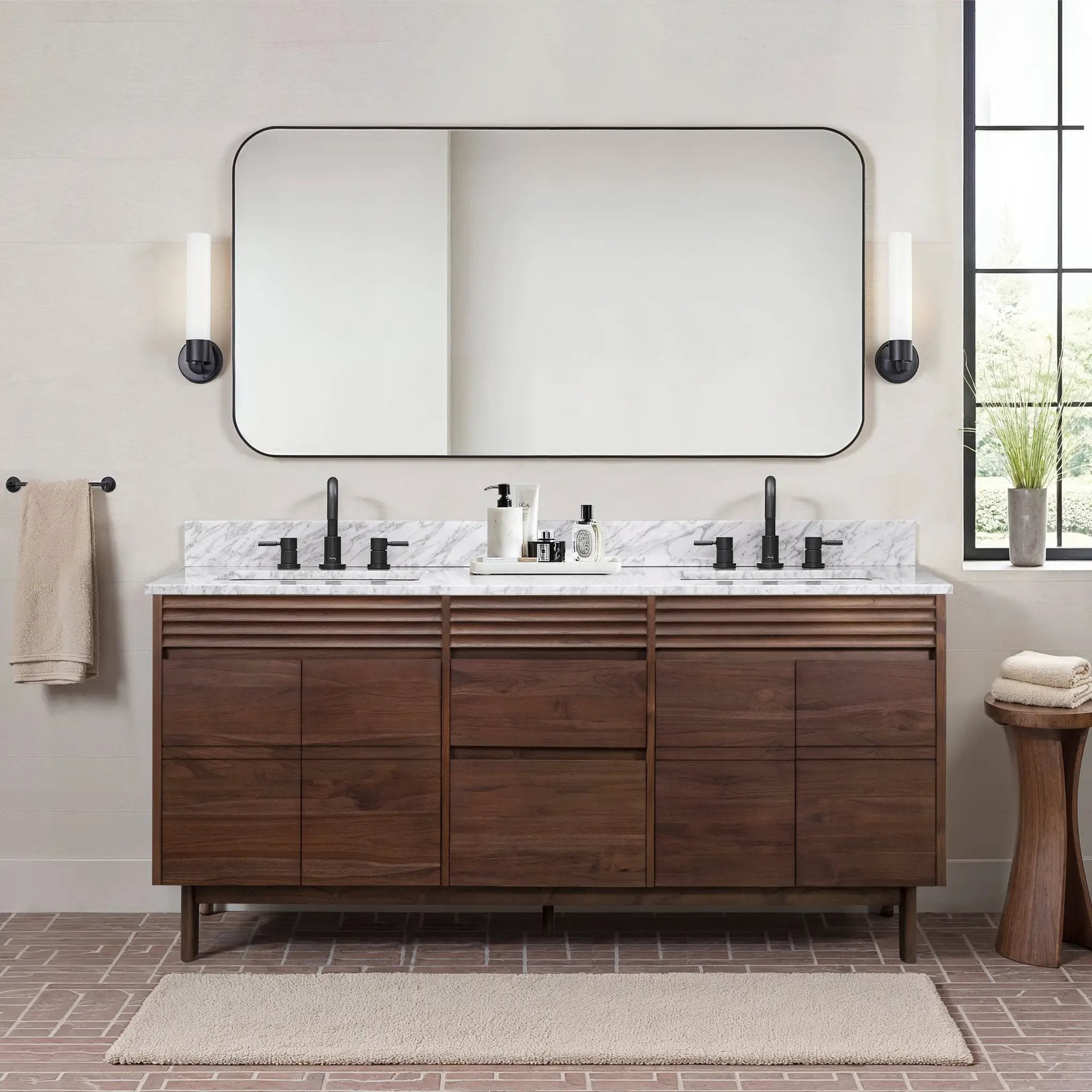 coffee teak vanity set