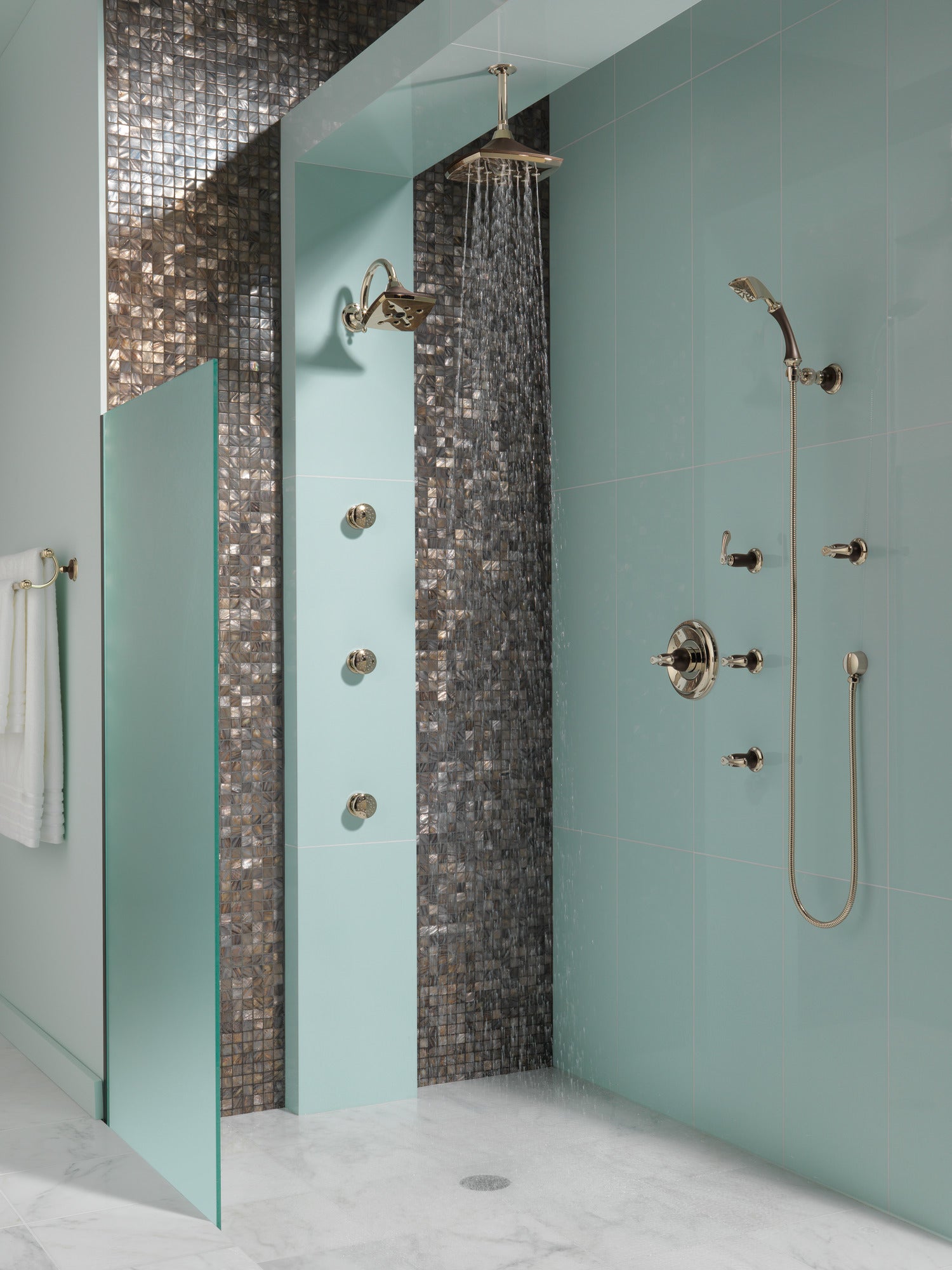 cocoa bronze / polished nickel thermostatic shower