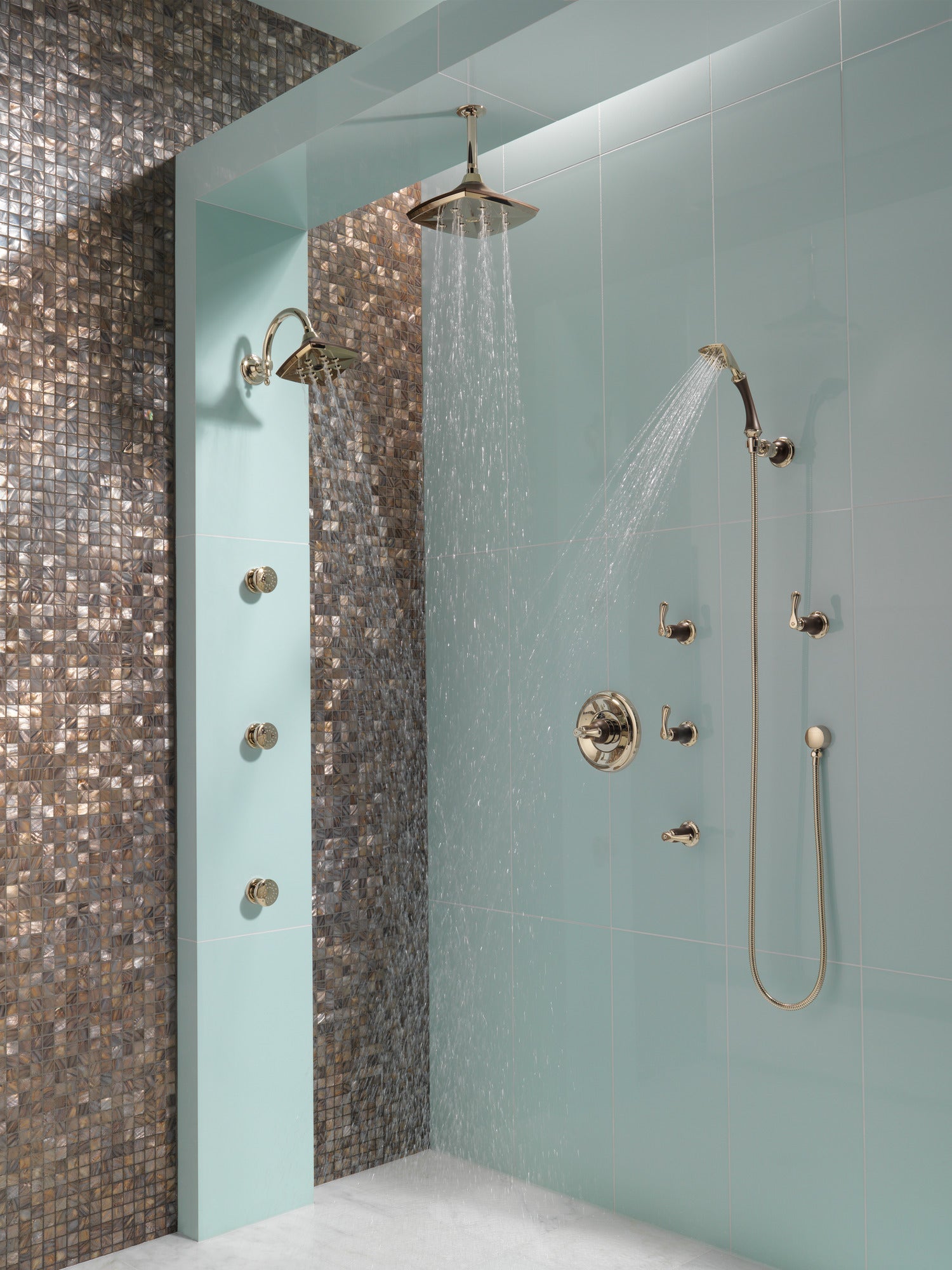 cocoa bronze / polished nickel thermostatic shower