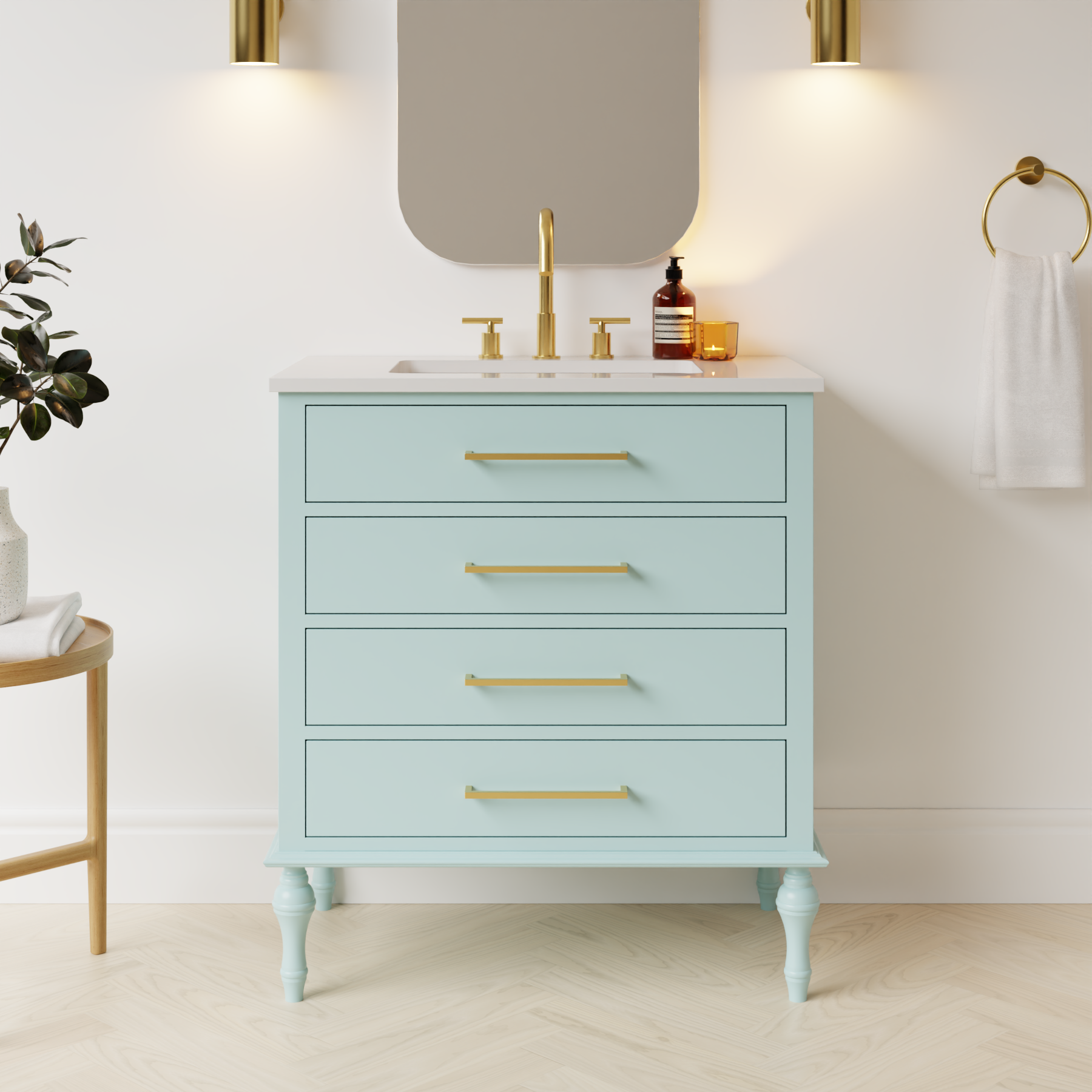 duck egg blue satin paint vanity