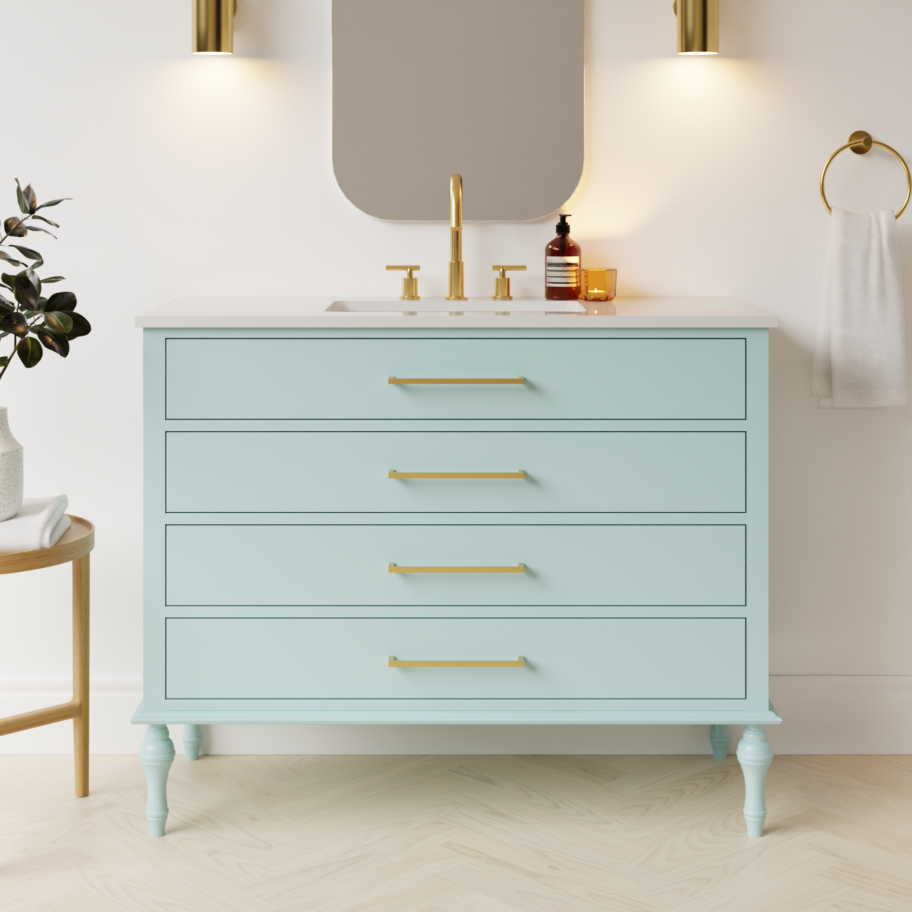 duck egg blue satin paint vanity