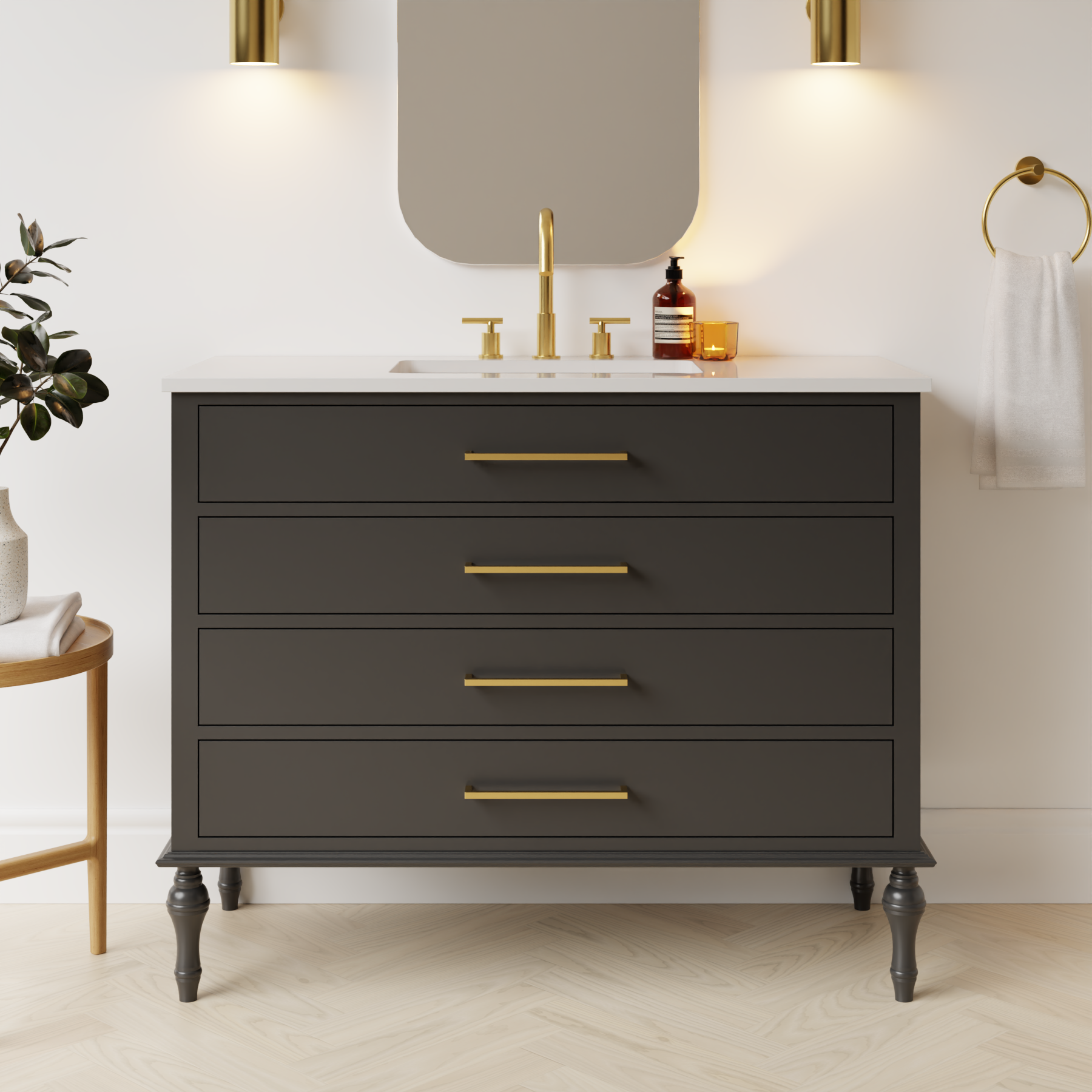 dark grey satin paint vanity