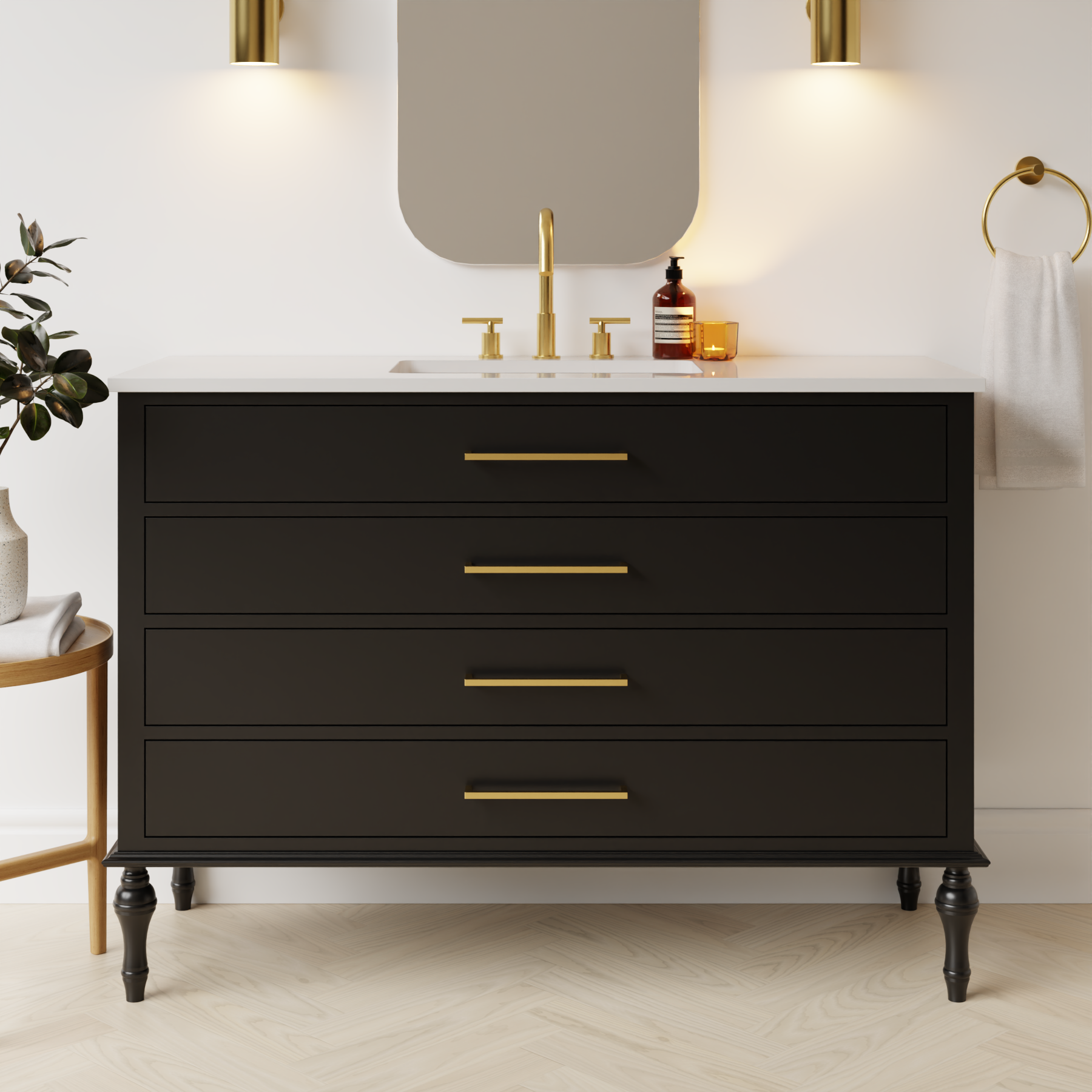 black satin paint vanity