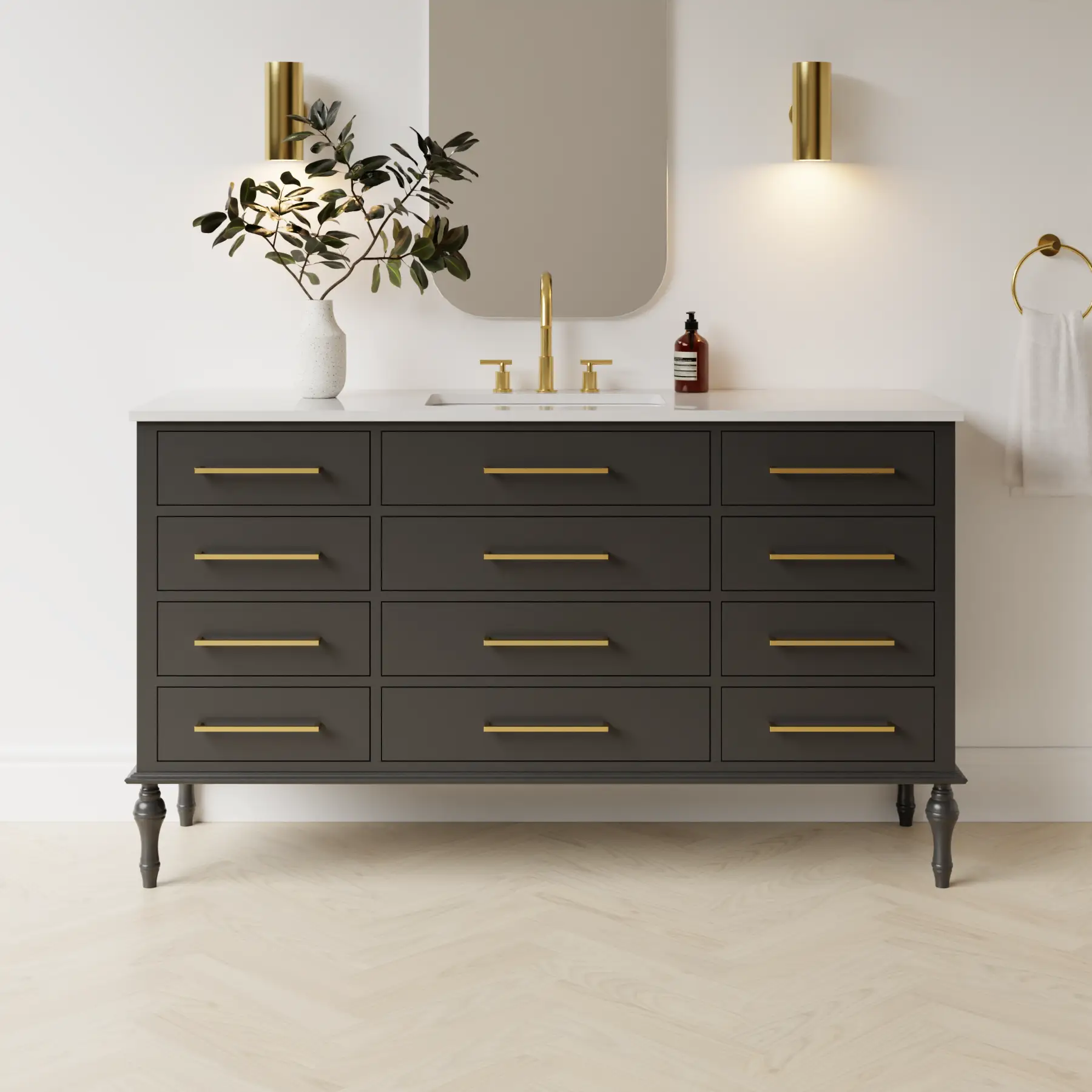 dark grey satin paint vanity